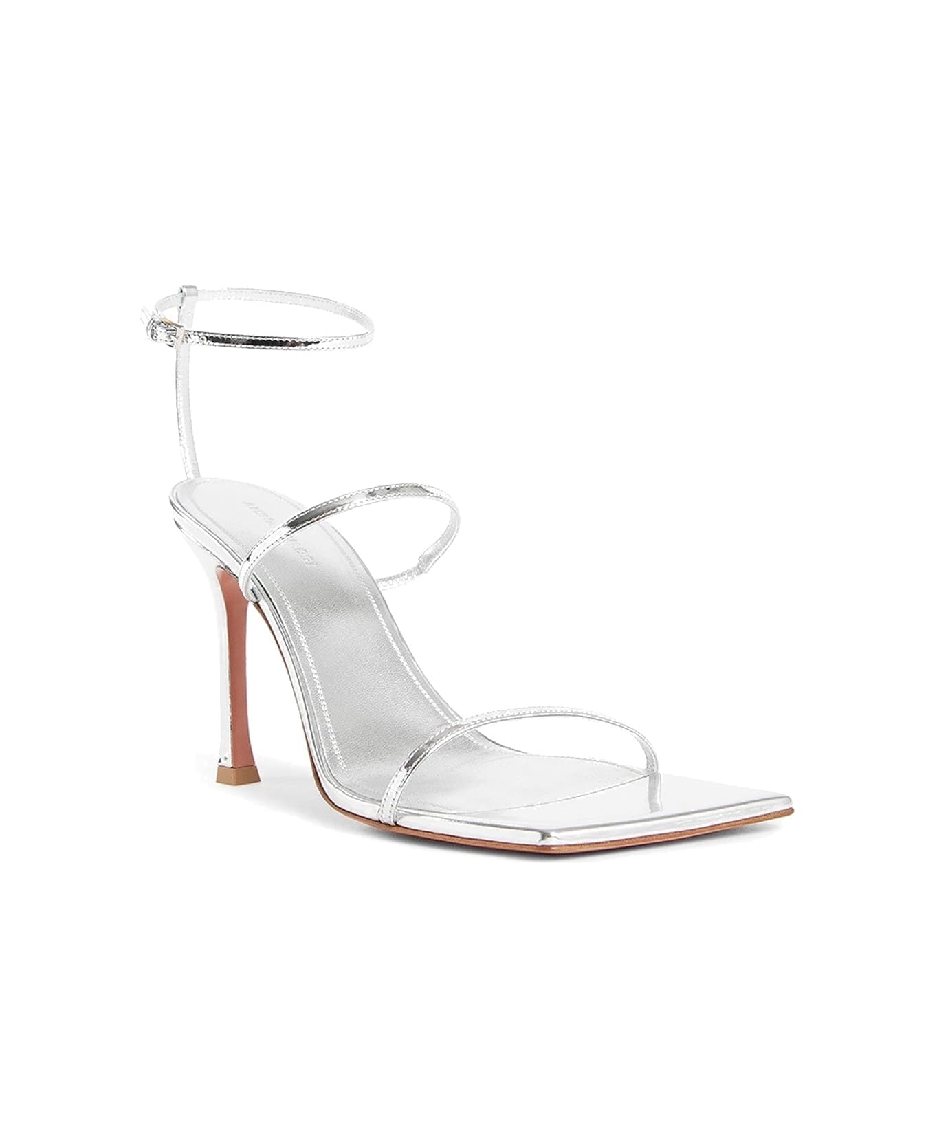 Amina Muaddi Maya Leather Sandals - Silver