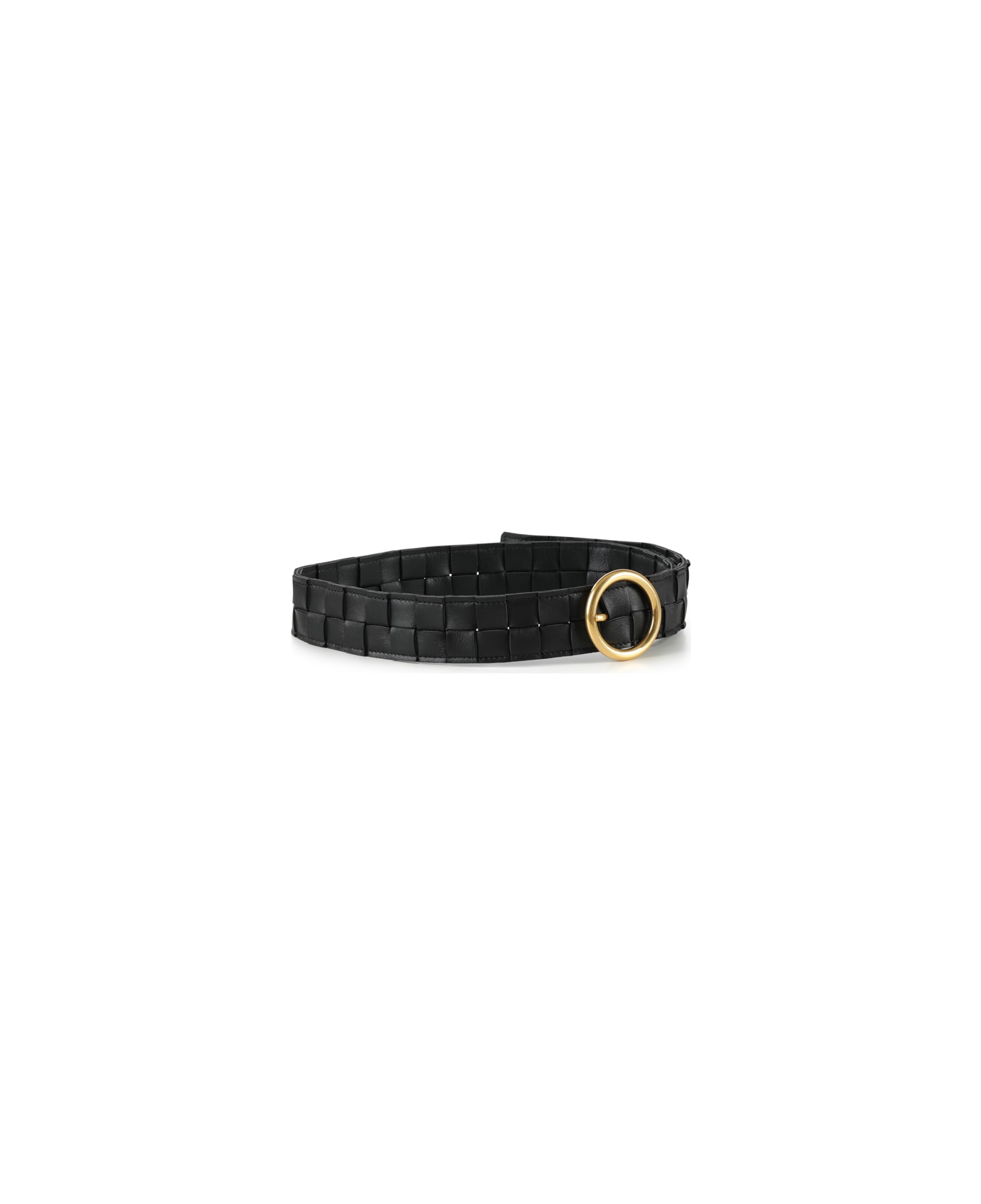Bottega Veneta Belt In Woven Nappa - Black-gold