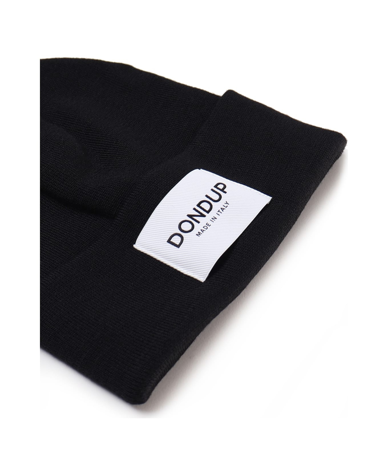 Dondup Beanie Hat With Applied Logo - Black
