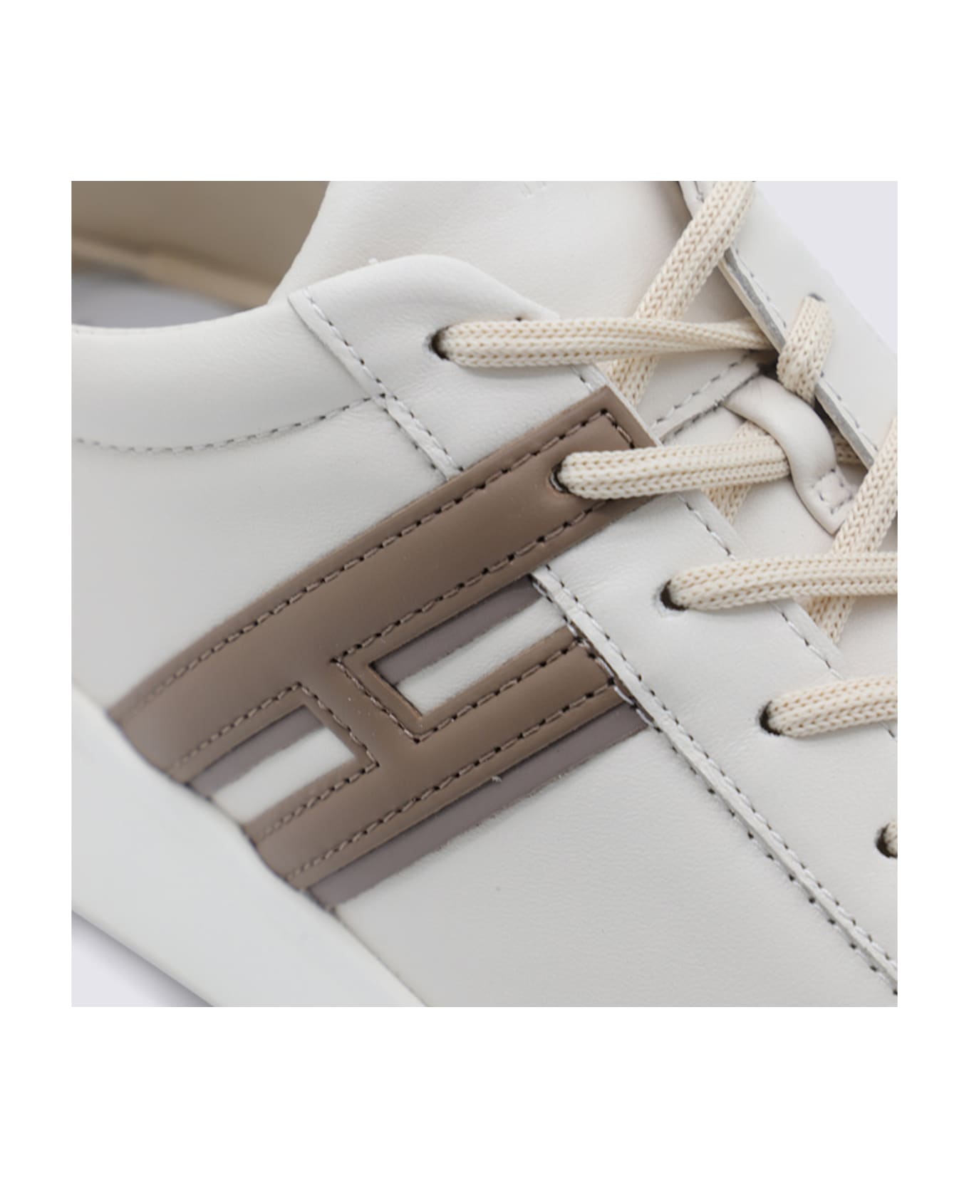 Hogan White And Beige Leather Sneakers - WHITE-BEIGE