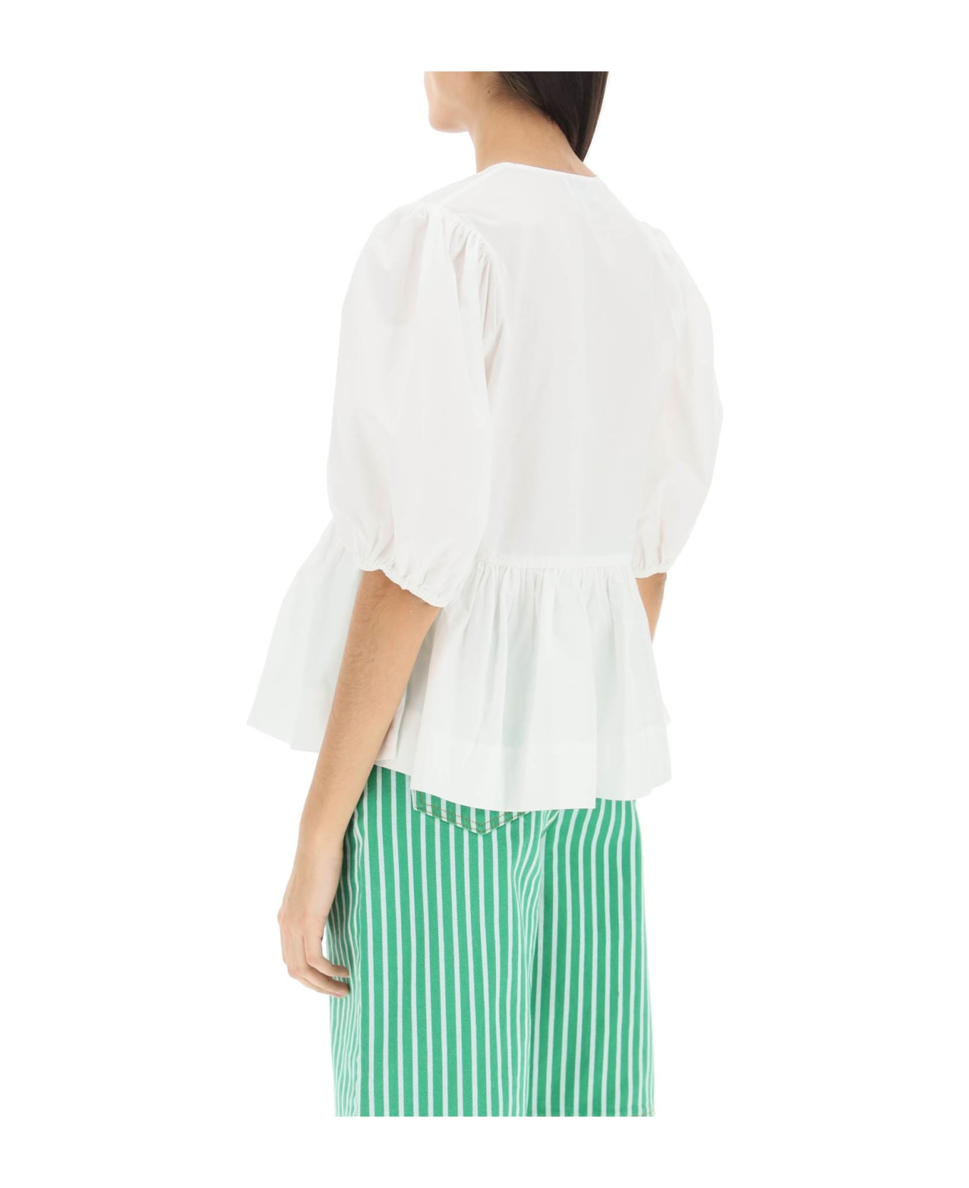 Ganni Poplin Top - BRIGHT WHITE (White)