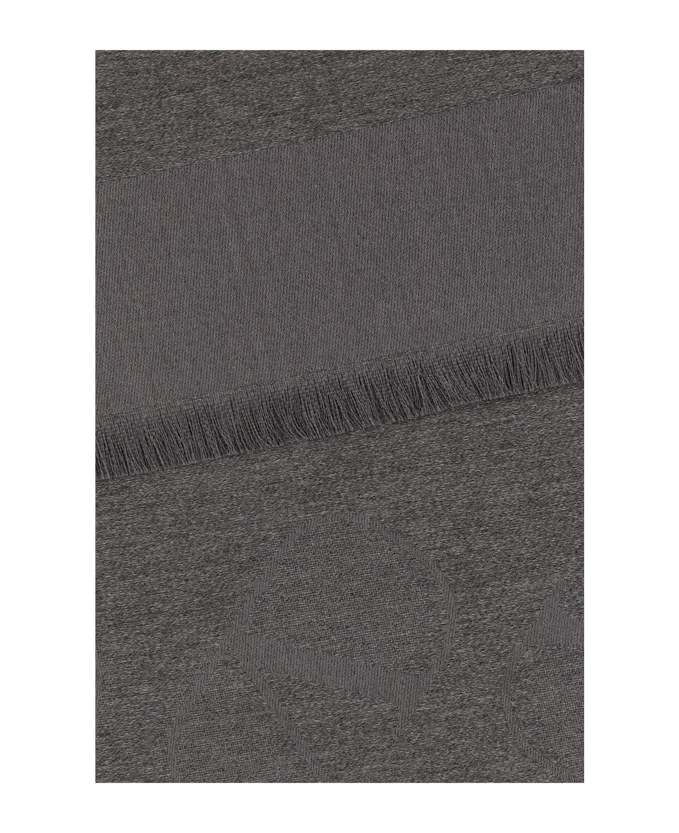 Valentino Garavani Dark Grey Wool Blend Scarf - GRIGIO ARGENTO