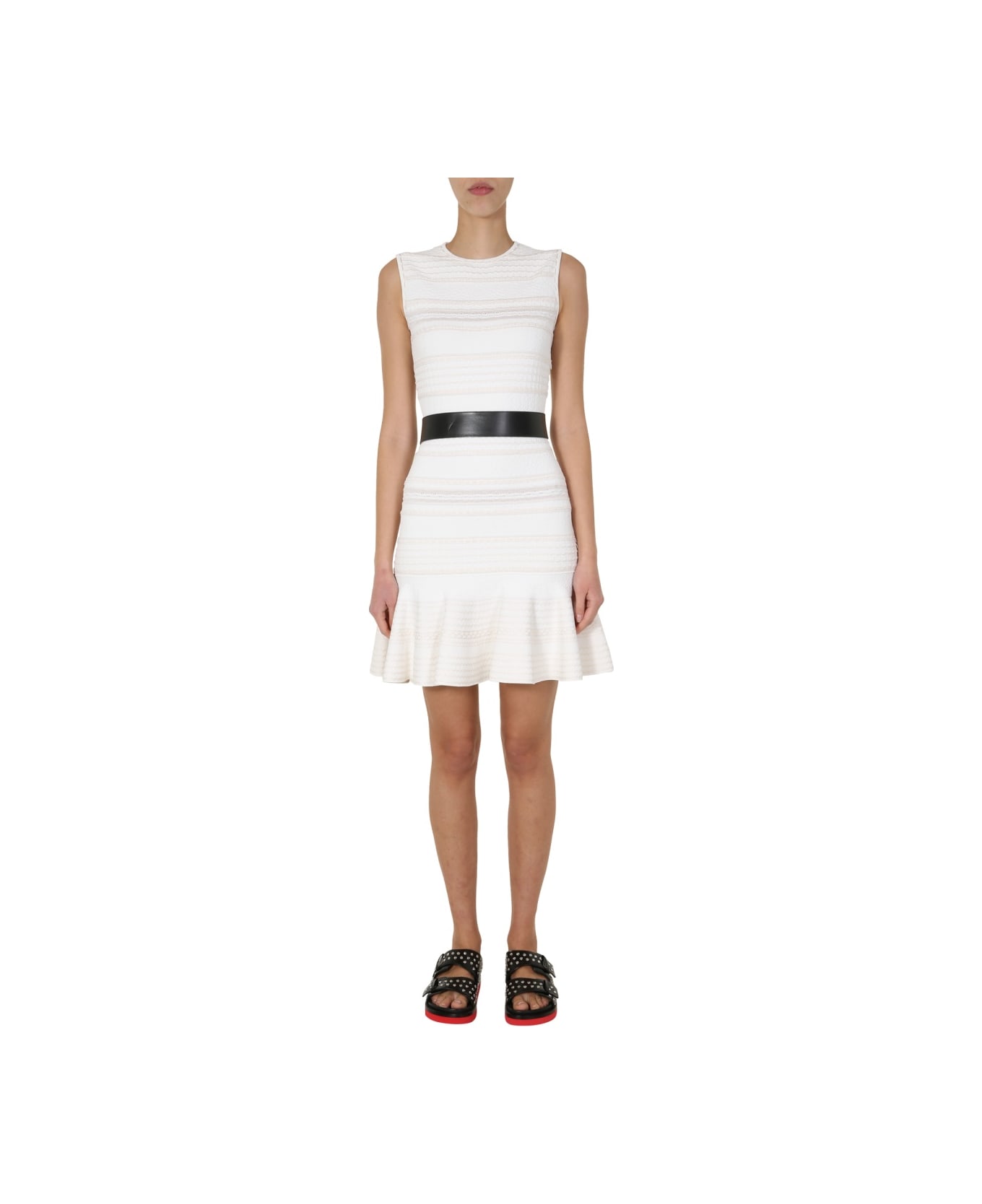 Alexander McQueen Knitted Mini Dress - WHITE