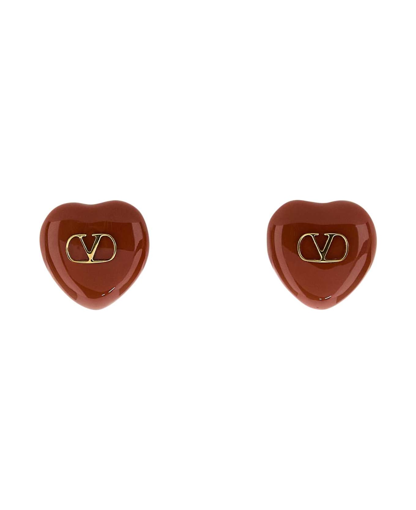 Valentino Garavani Red Enamel And Metal Coeur Royal Earrings - Red