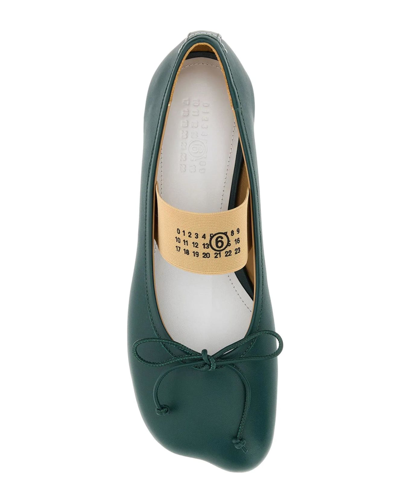 MM6 Maison Margiela Bottle Green Leather Anatomic Ballerinas - GREENGABLES