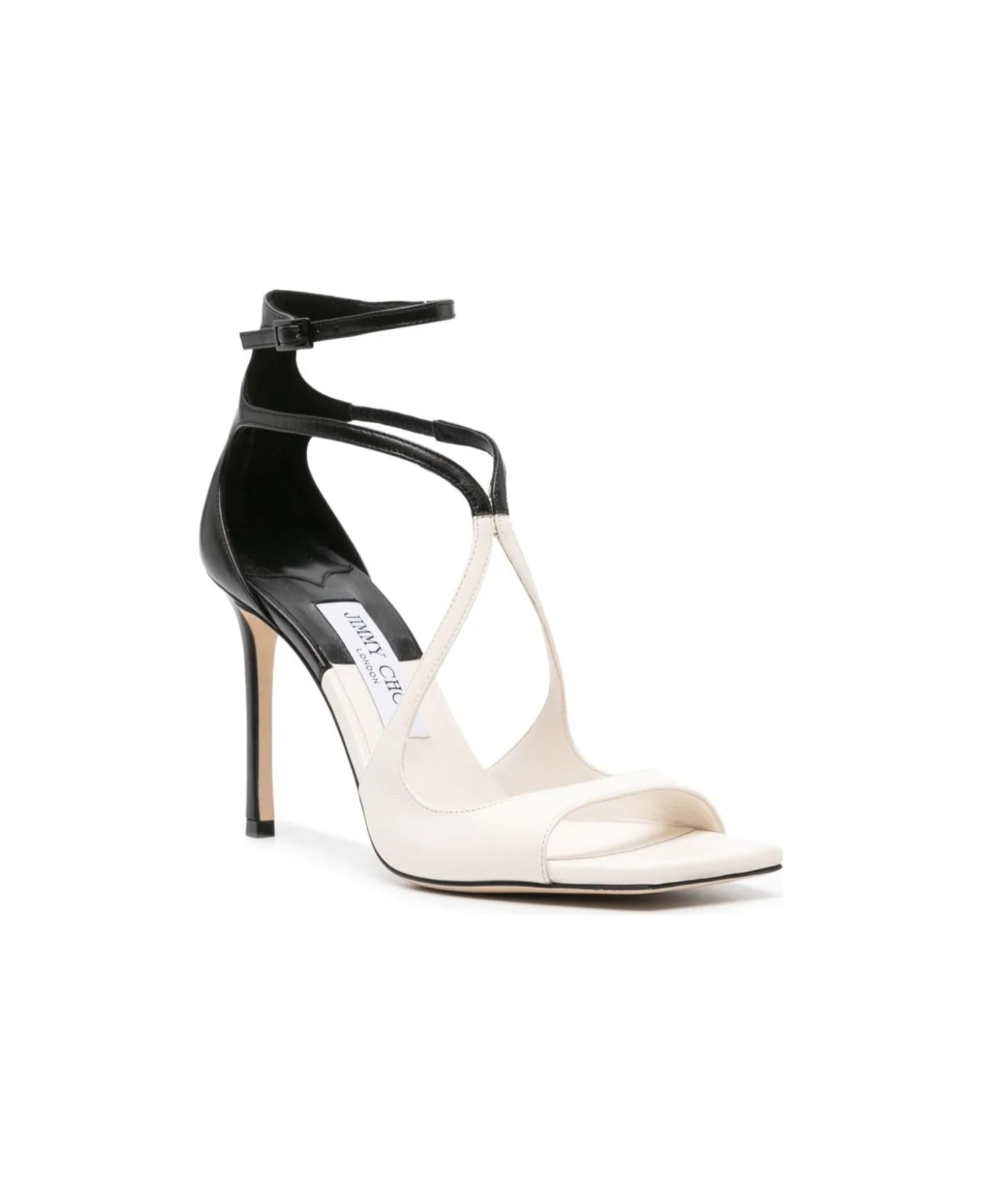 Jimmy Choo Azia Sandals In Black And White Milk Patchwork Nappa Leather - Multicolour