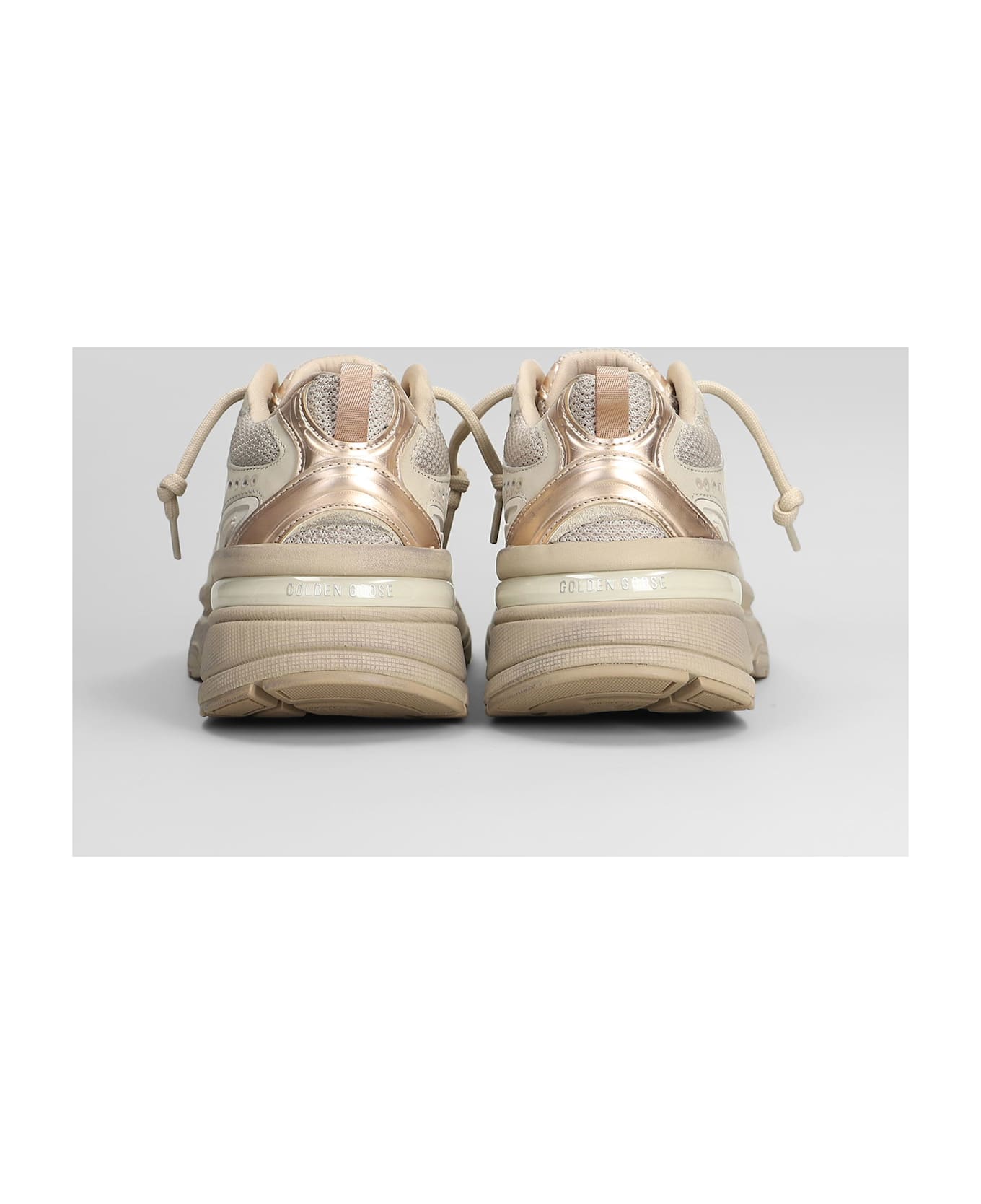 Golden Goose Light Star Sneakers In Taupe Leather And Fabric - taupe