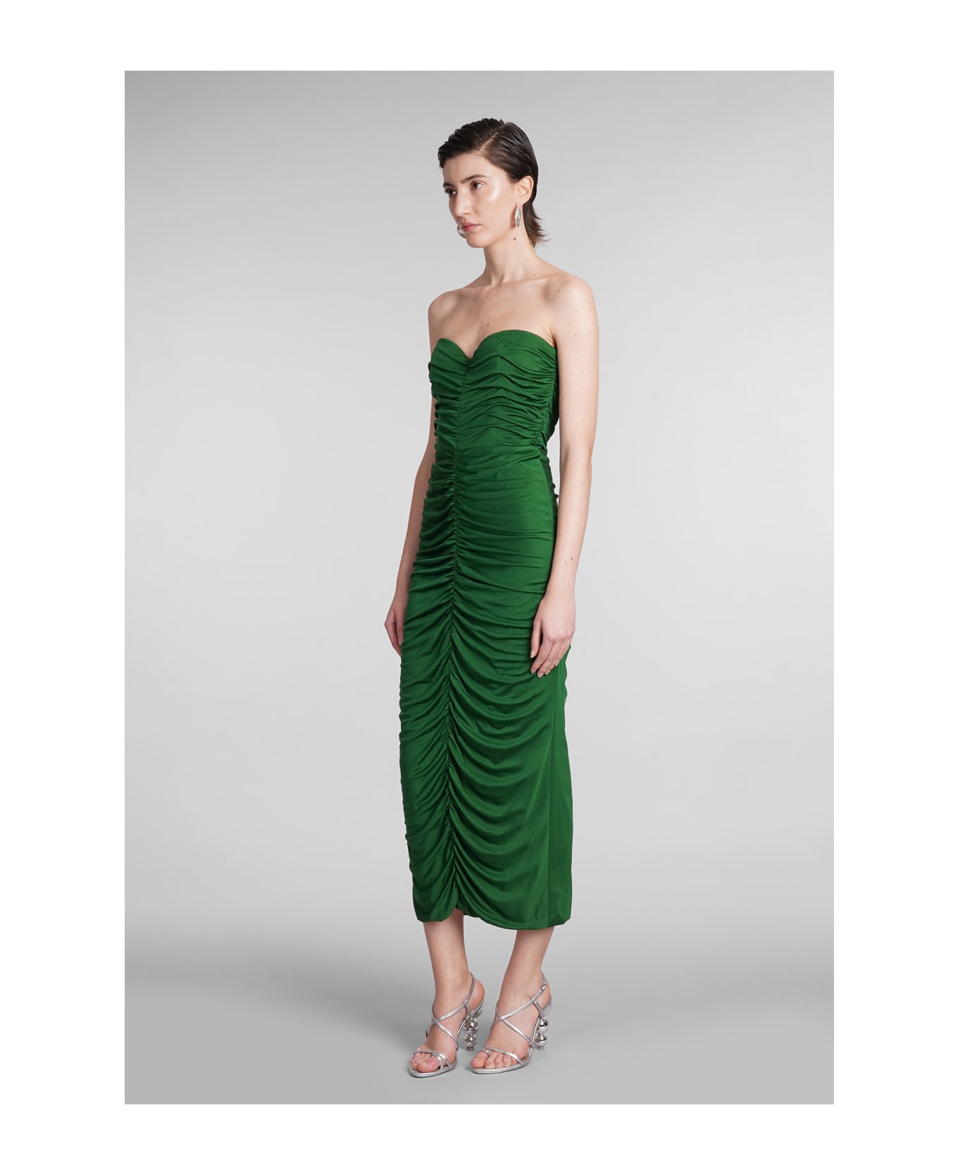 Costarellos Aveline Dress In Green Silk - green