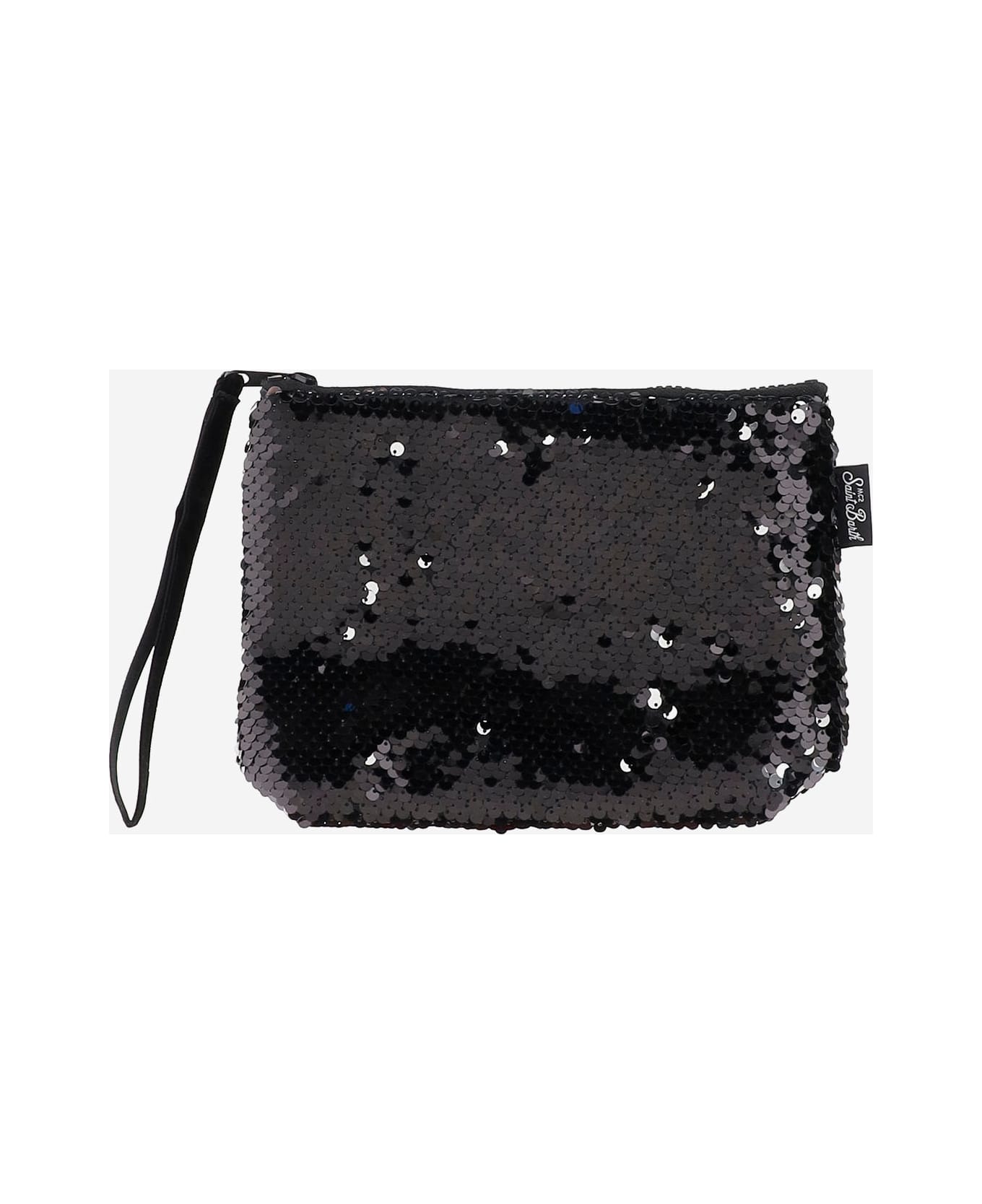 MC2 Saint Barth Black Scuba Clutch Bag With Glitter