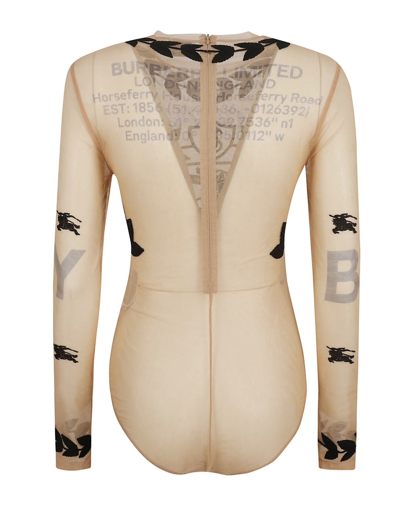 Burberry Logo Embroidered Bodysuit - BEIGE ボディスーツ