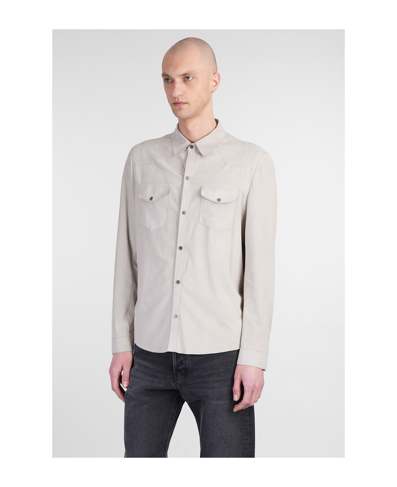 Salvatore Santoro Leather Jacket In Grey Leather - grey