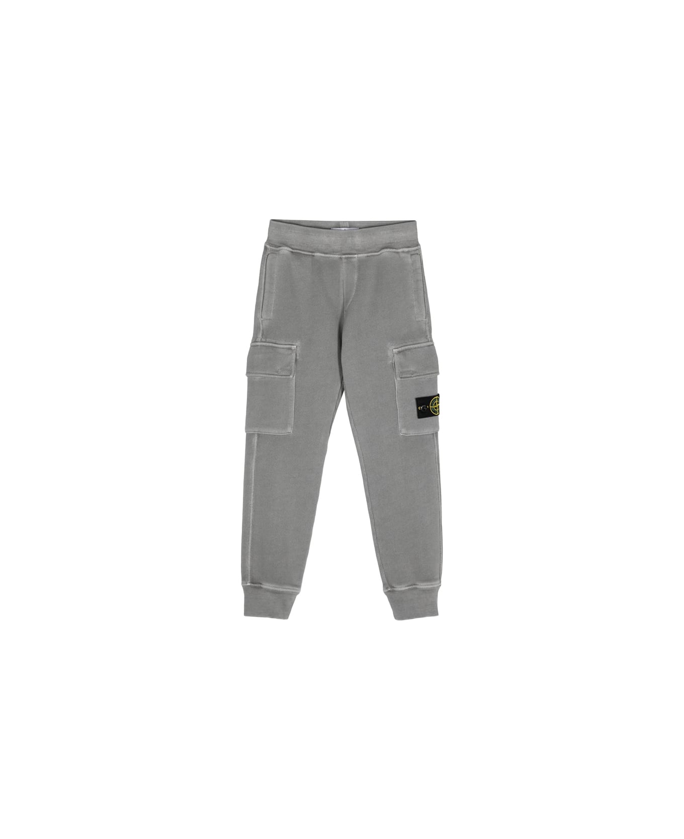 Stone Island Grey Diagonal Organic Cotton Joggers With Old Effect - GREY ボトムス