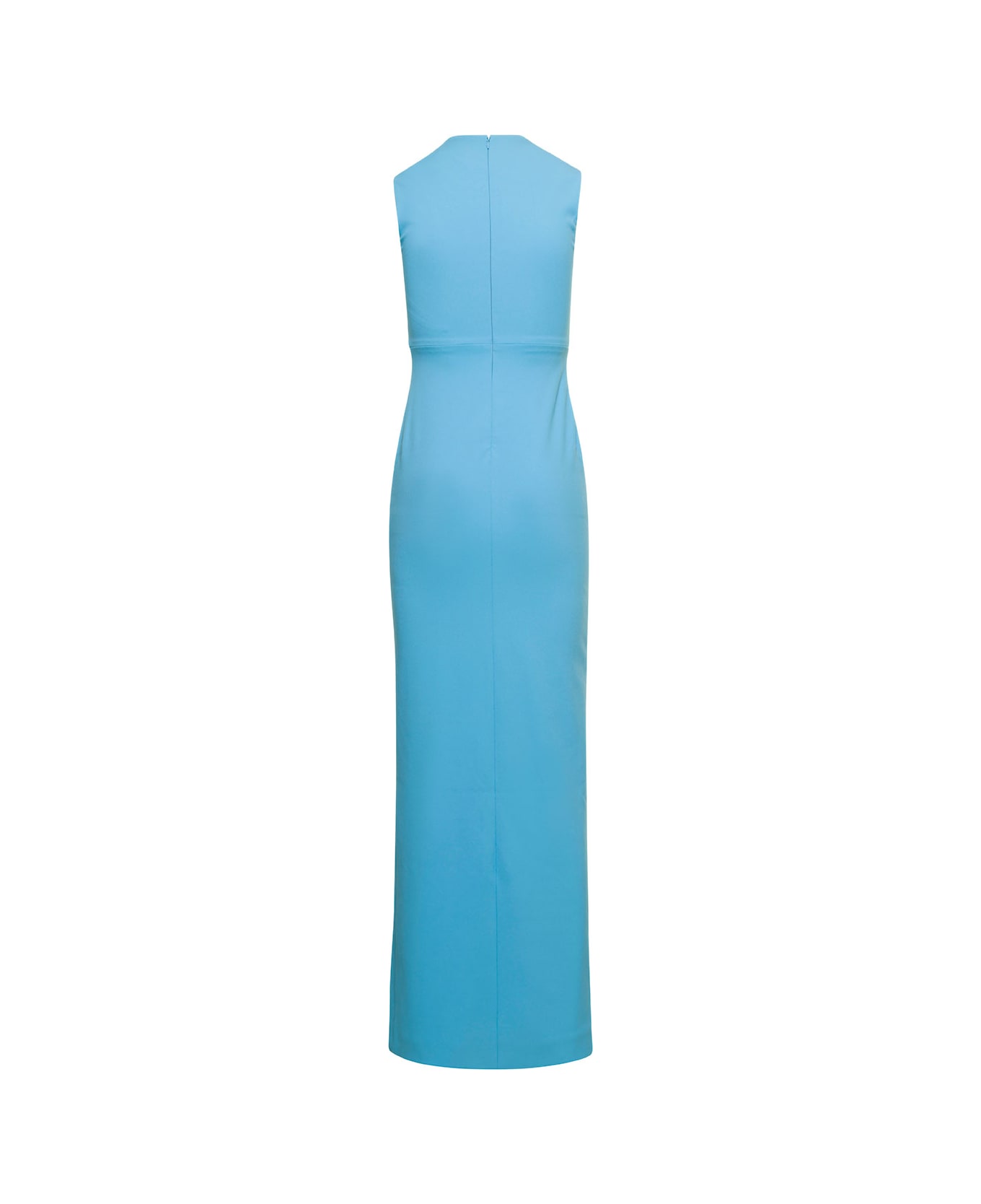 Solace London Light Blue Sofia Knitted Maxi-dress In Polyester Stretch Woman - Blu