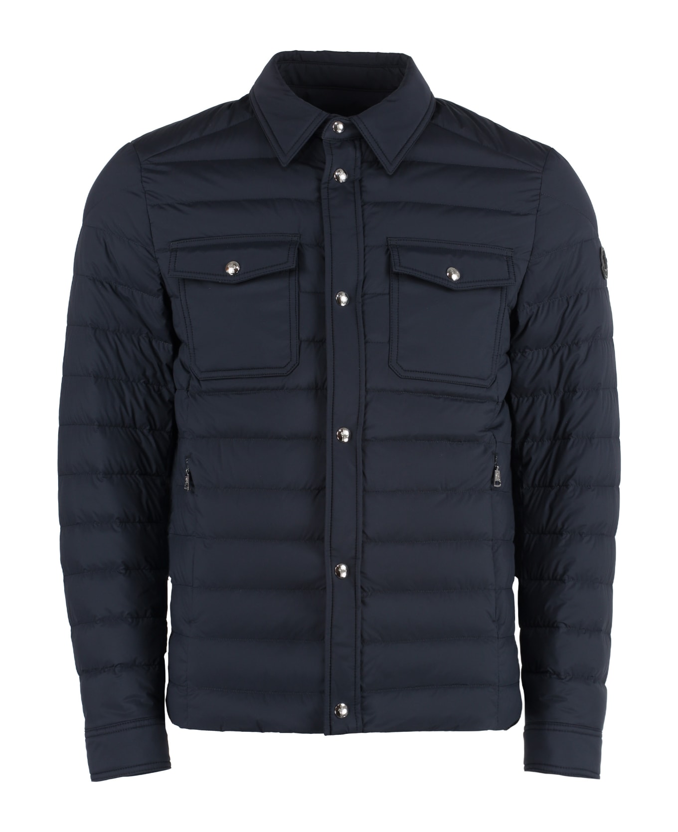 Moncler Mauldre Zip And Snap Button Fastening Down Jacket - blue