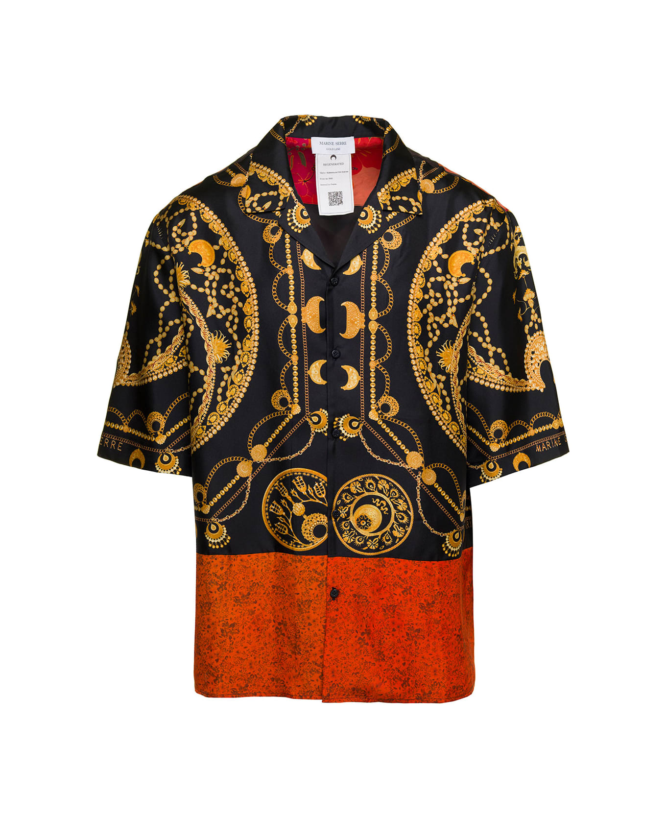 Marine Serre Multicolor Bowling Shirt With Ornament Jewelry Print In Silk Man - Multicolor