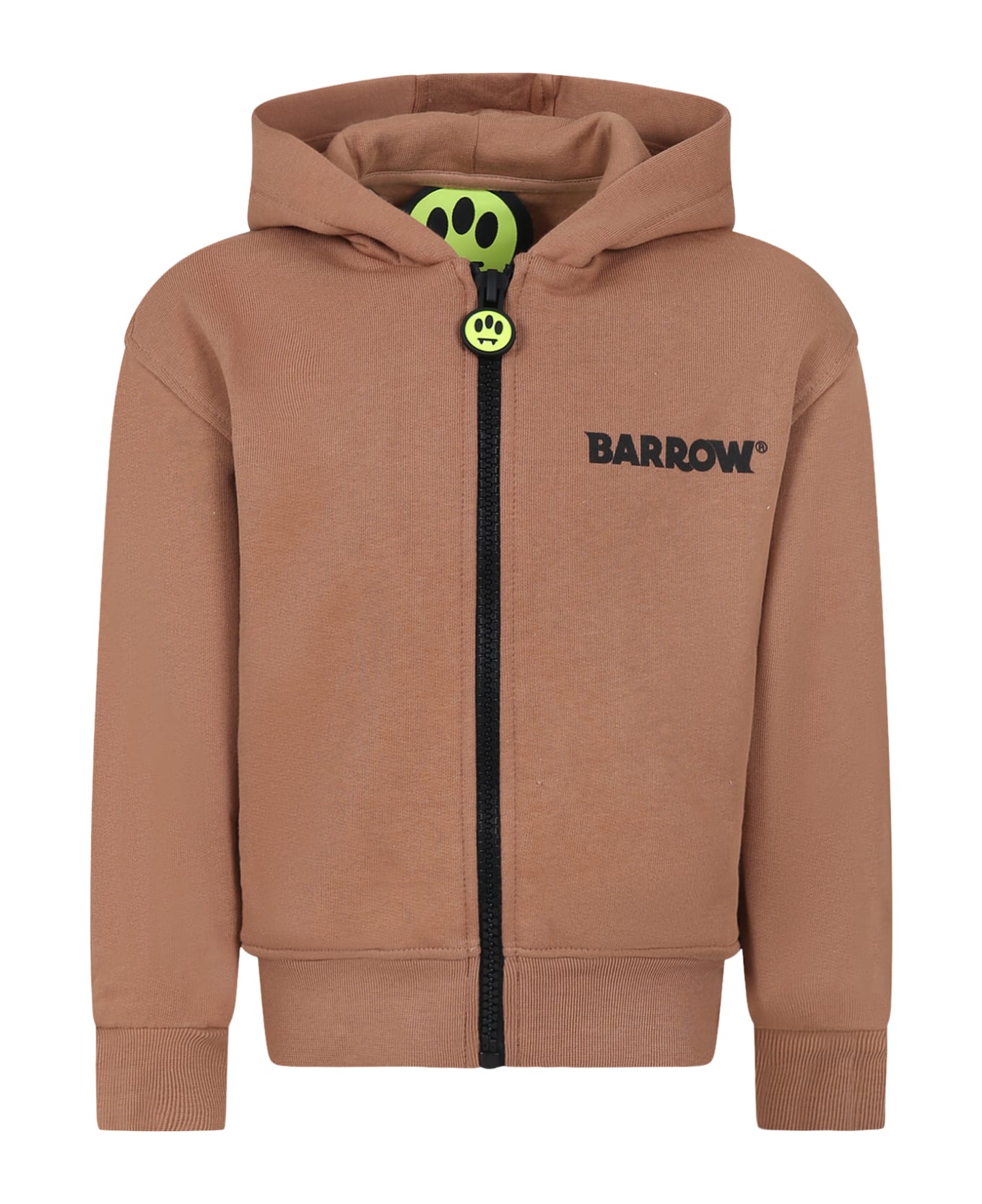 Barrow Beige Sweatshirt For Kids With Logo And Smiley - BROWN
