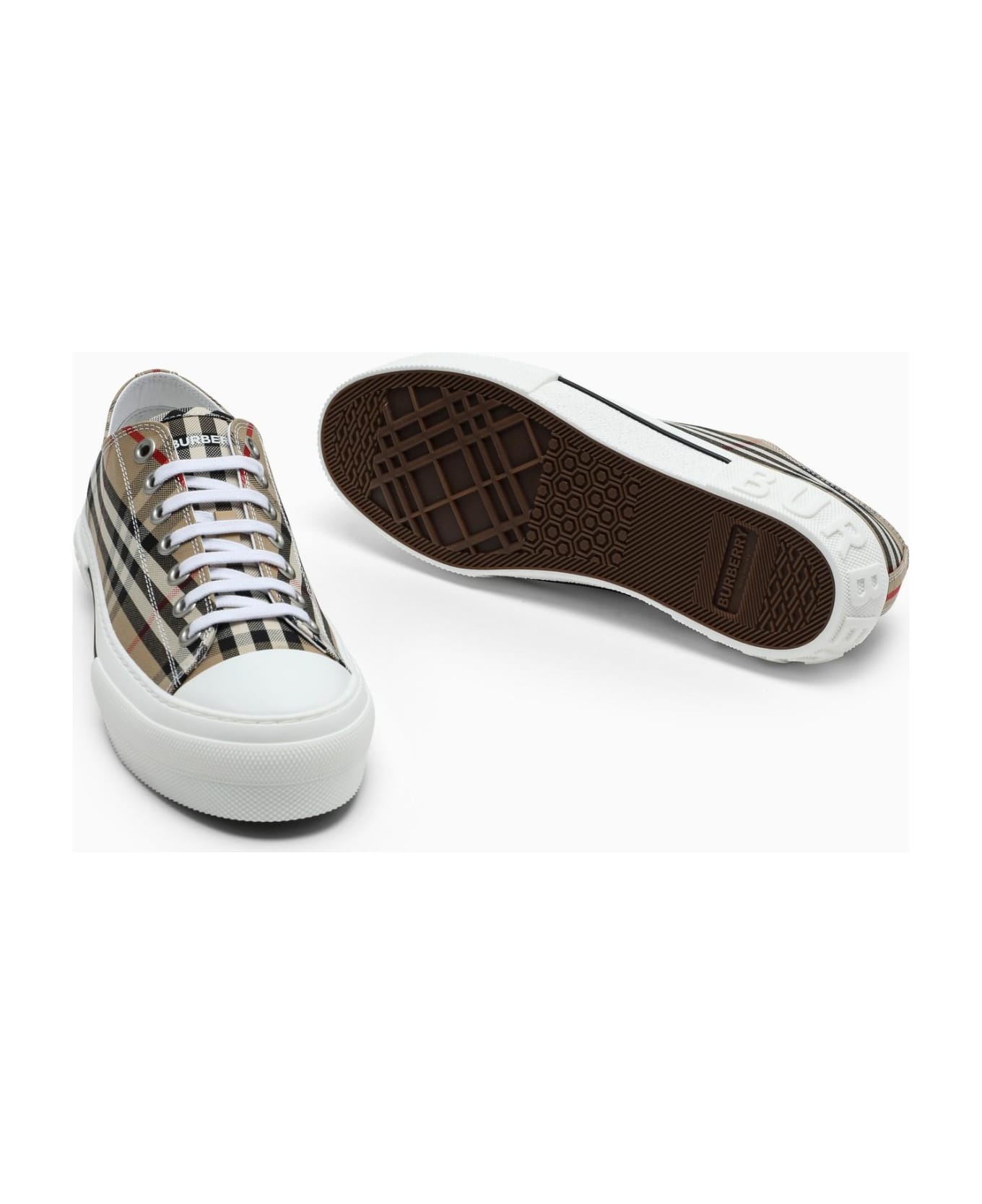 Burberry Beige Sneakers With Vintage Check Motif - NEUTRALS