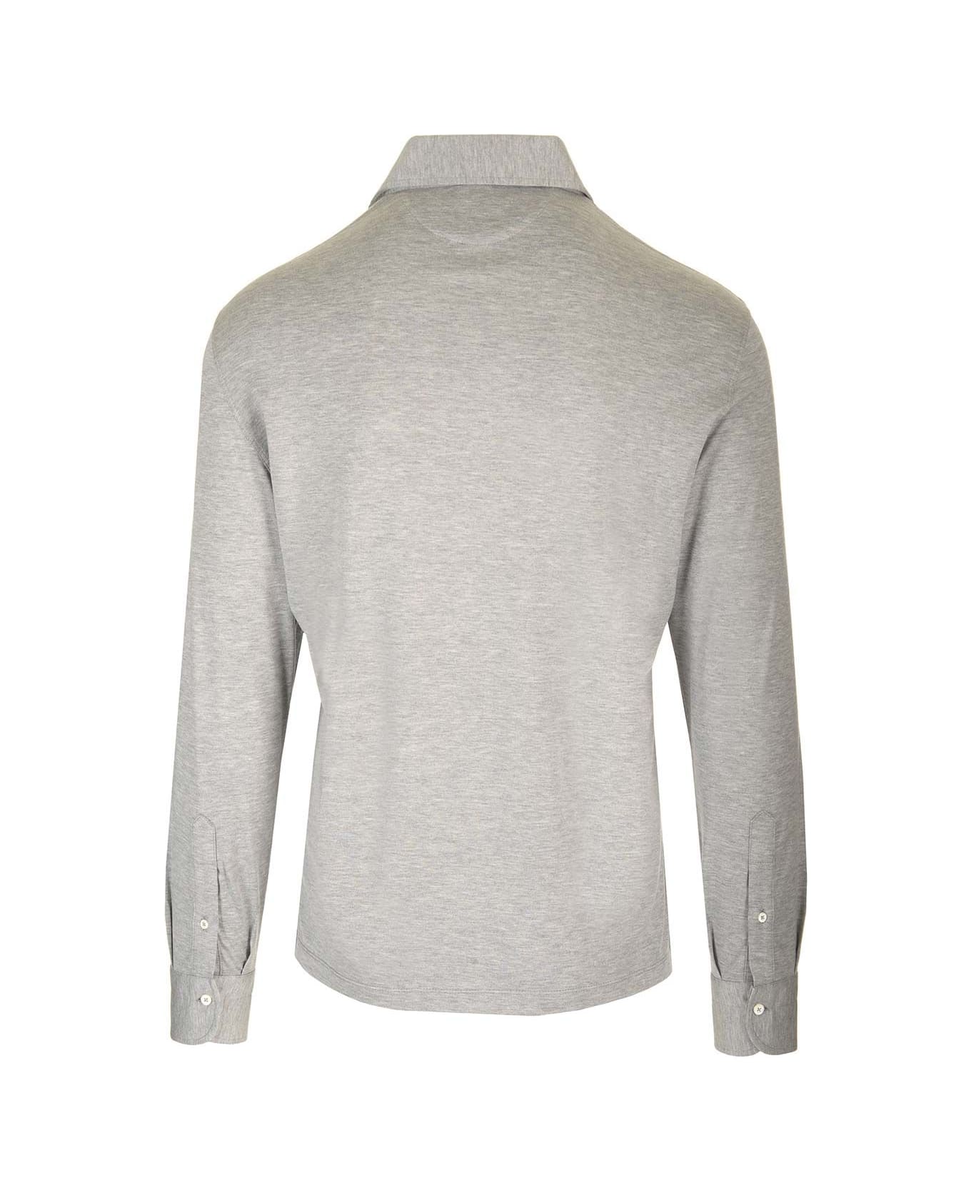 Brunello Cucinelli Silk And Cotton Polo Shirt - Grey