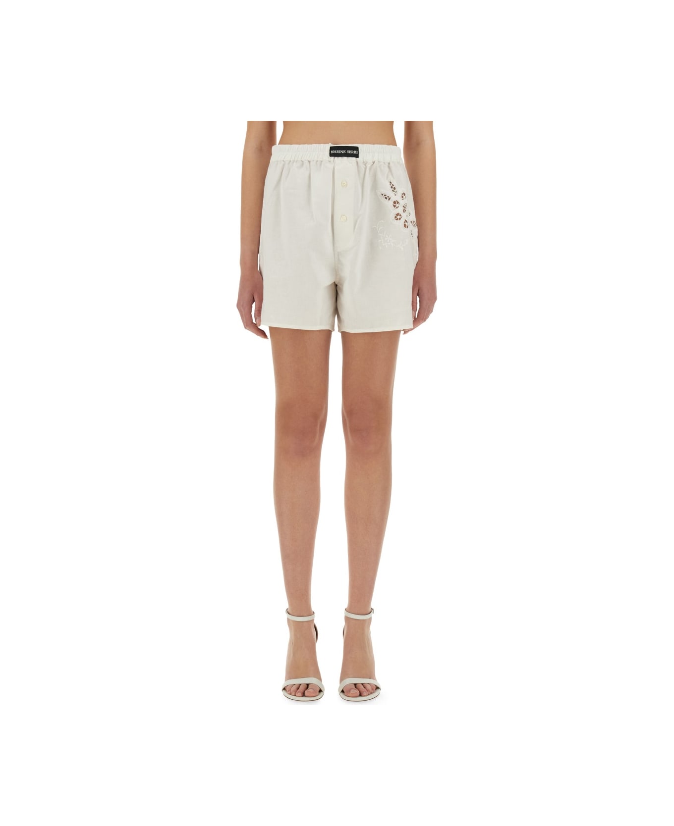 Marine Serre Upcycled Linen Shorts - WHITE