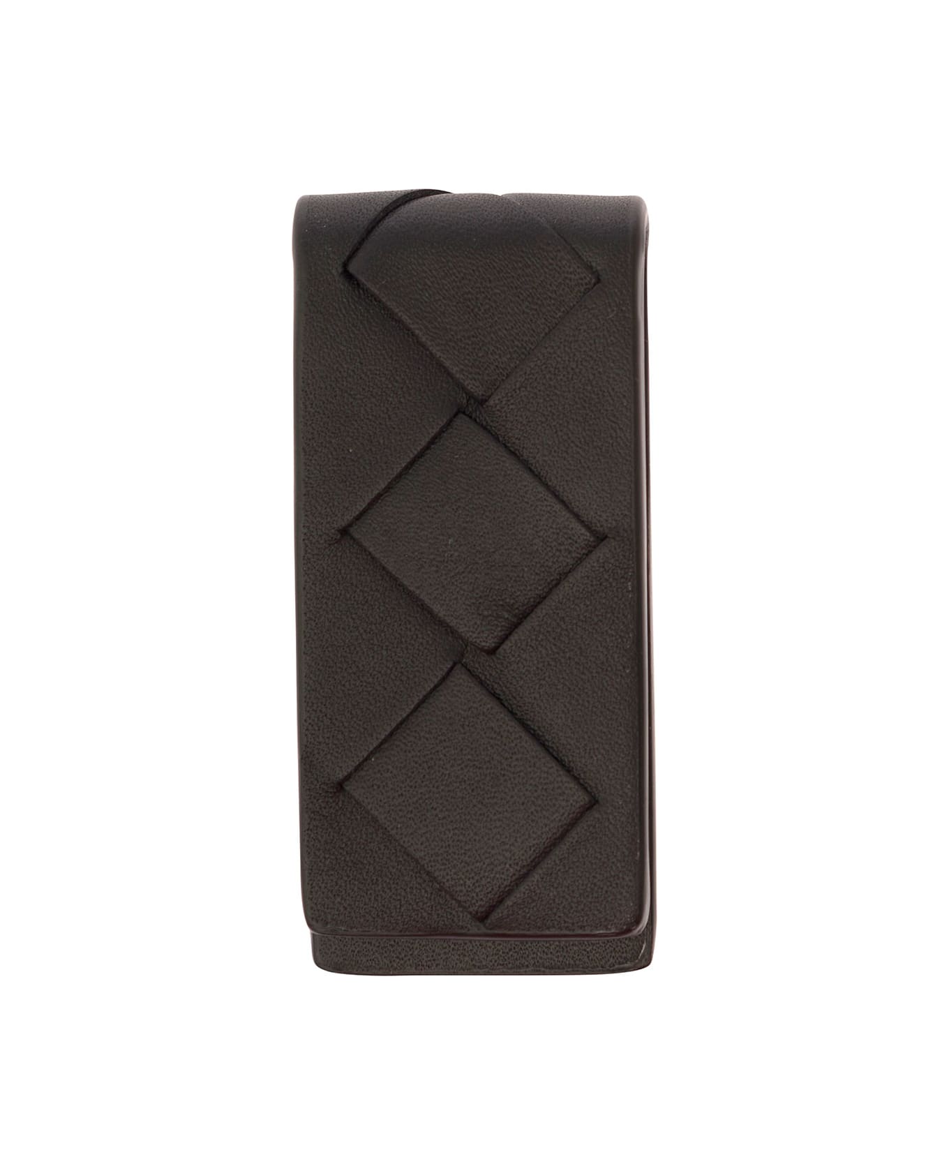Bottega Veneta Money Clip Intreccio In Leather - Black