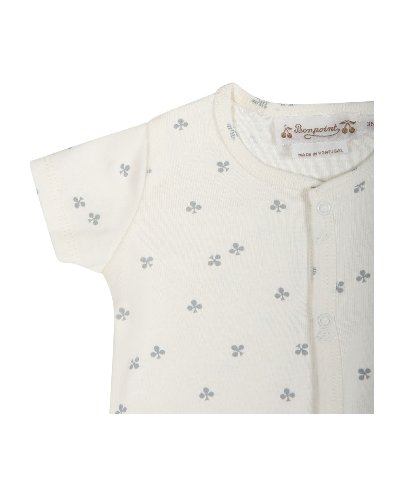 Bonpoint White Babygrow For Baby Girl With Trefoil - Ivory ボディスーツ＆セットアップ