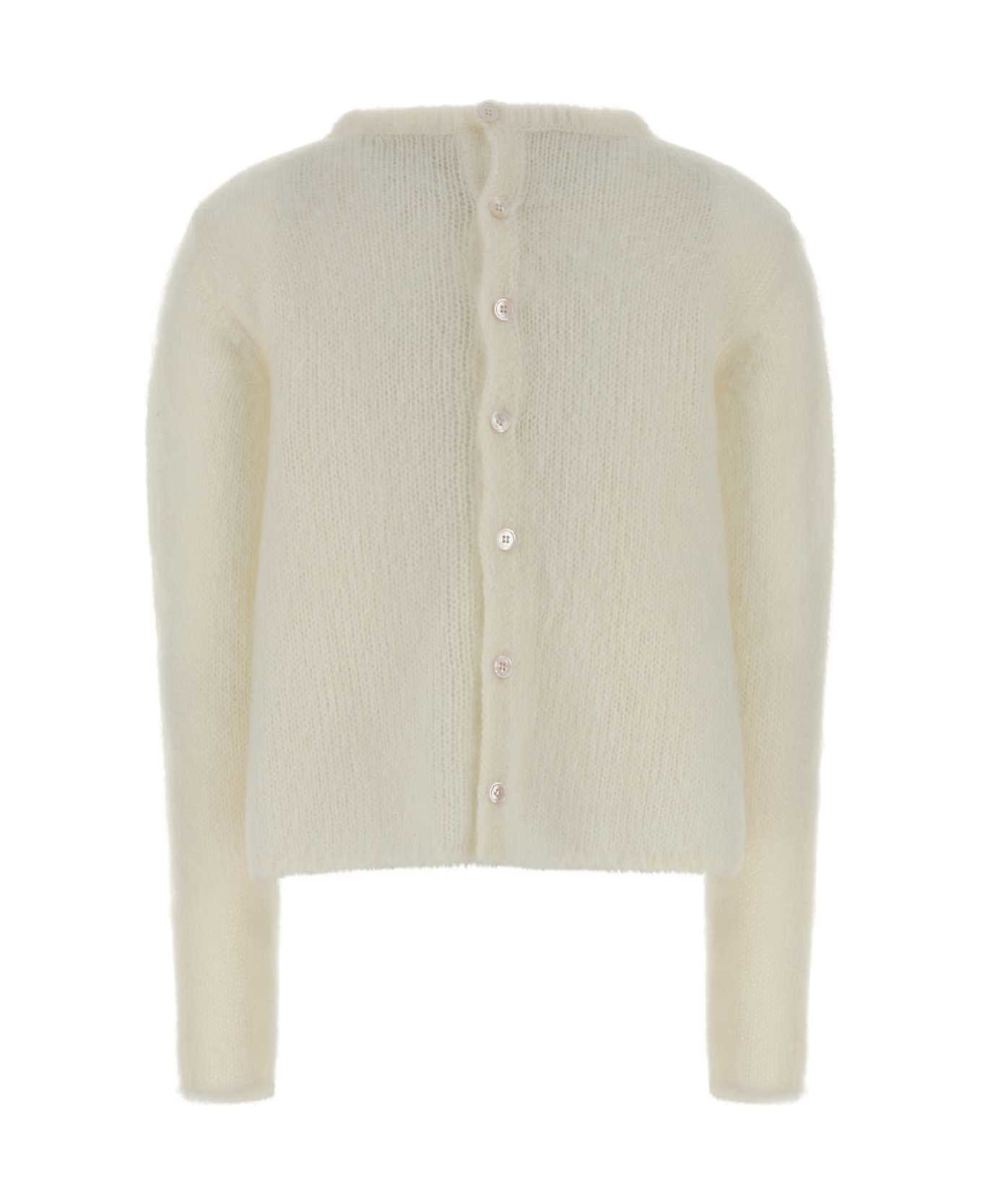 Loewe Ivory Stretch Mohair Blend Cardigan - WHITE