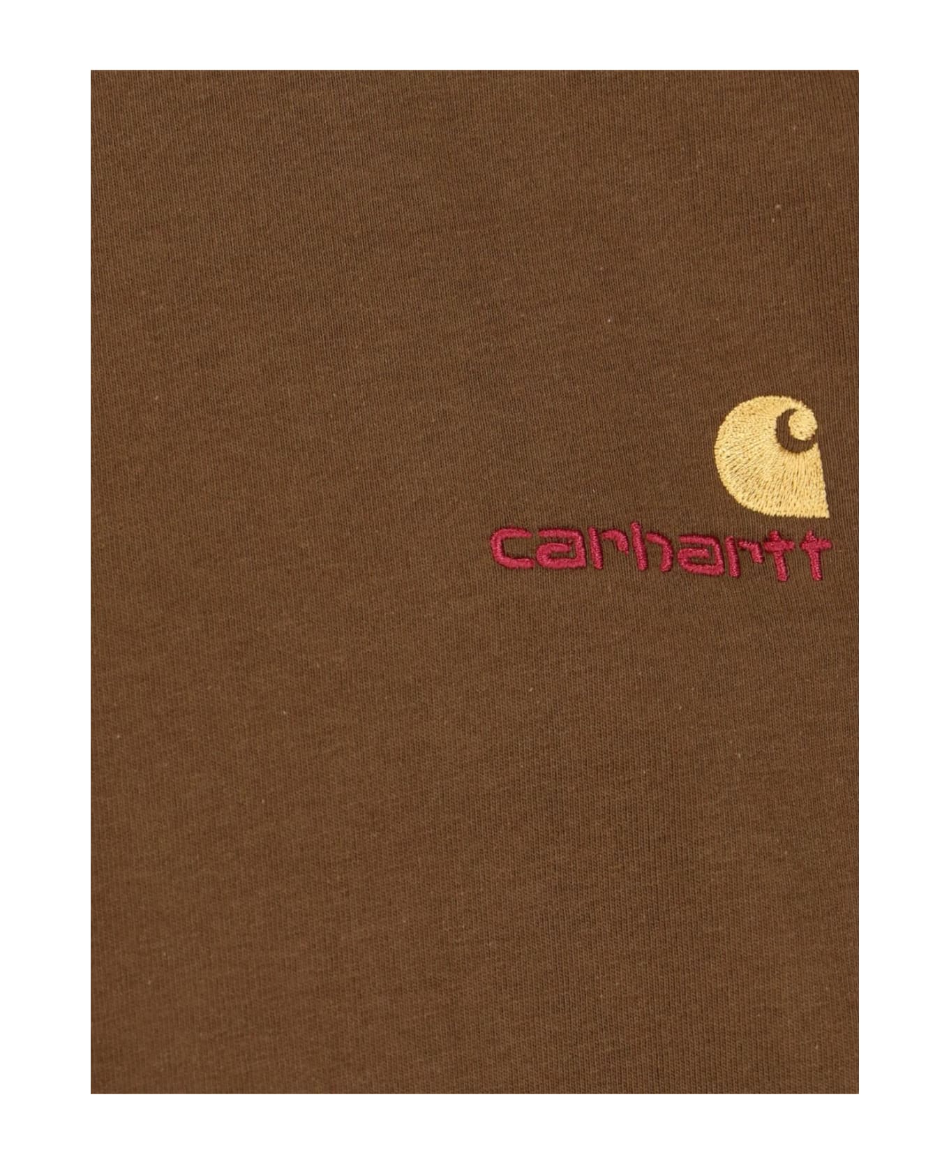 Carhartt WIP 's/s American Script' T-shirt - Brown