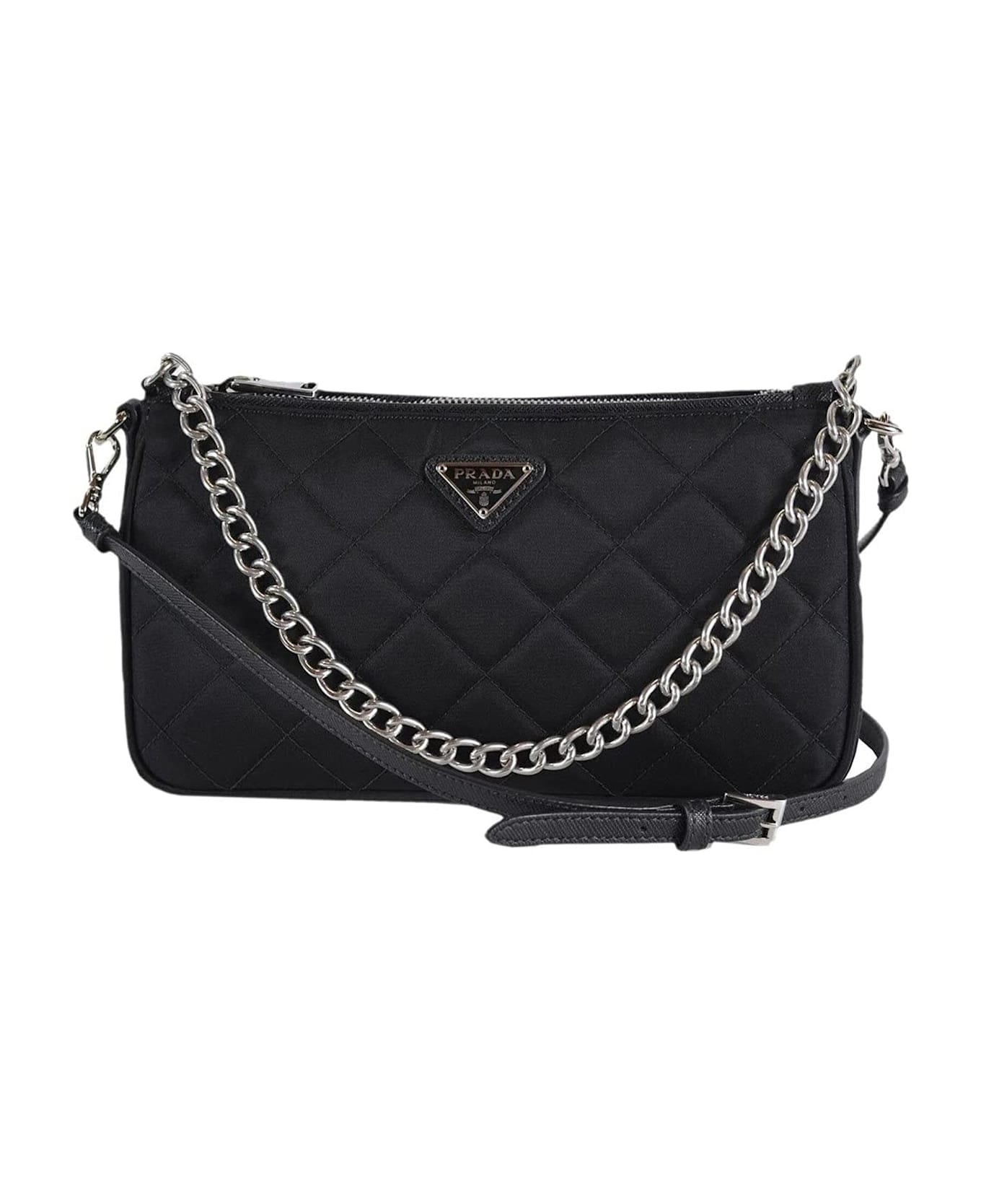 Prada Quilted Chain Shoulder Bag - Black
