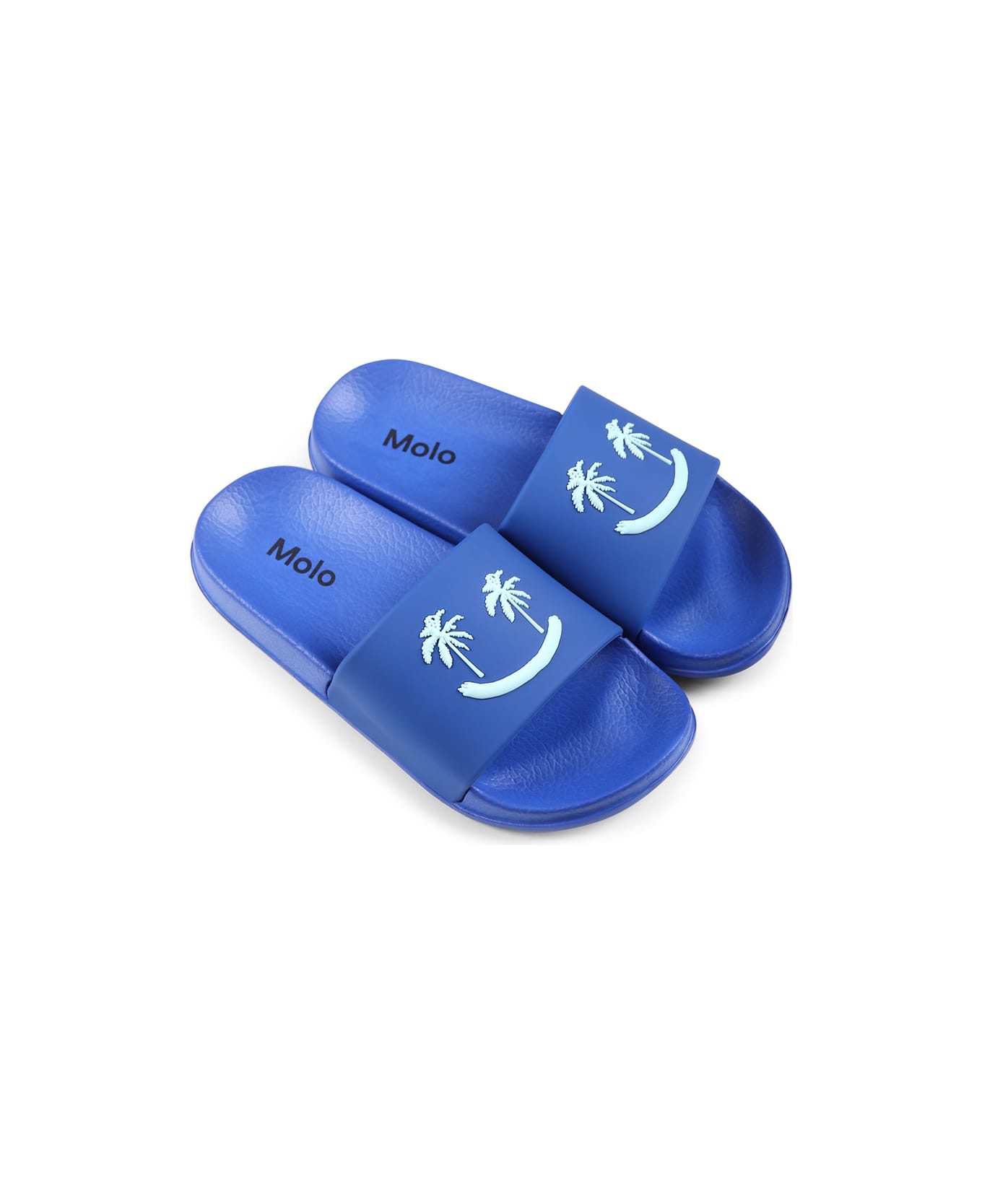 Molo Blue Slippers For Kids With Smiley - Blue