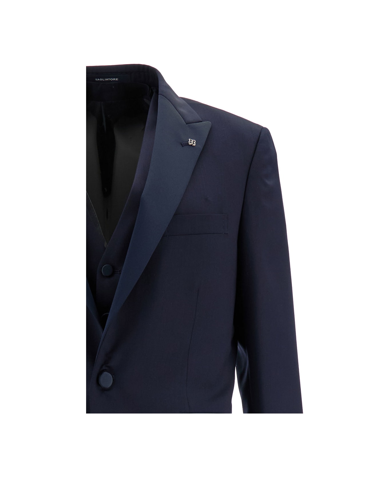 Tagliatore Blue Single-breasted Tuxedo With Vest In Wool Man - Blu