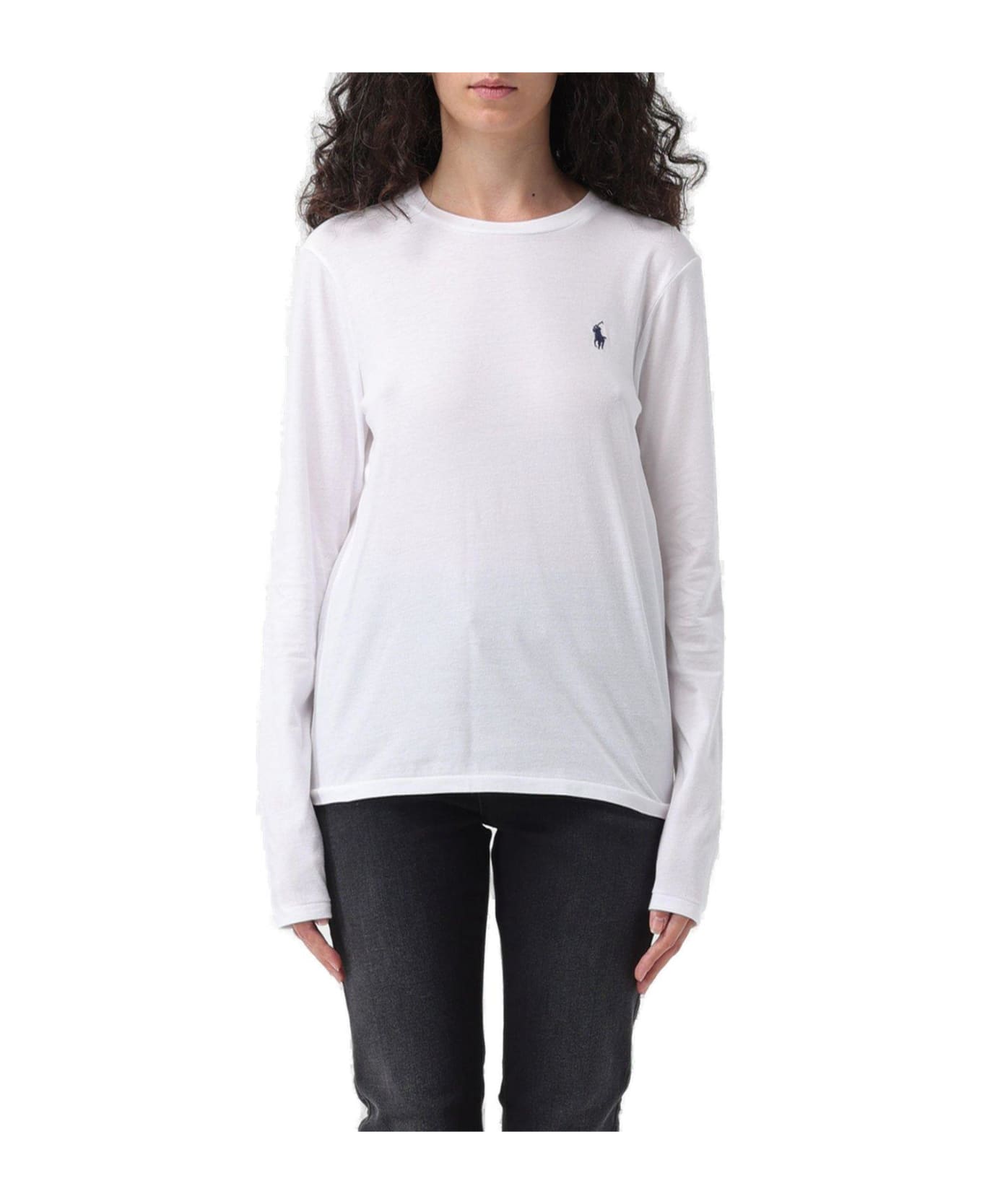 Ralph Lauren Logo Embroidered Crewneck T-shirt - White