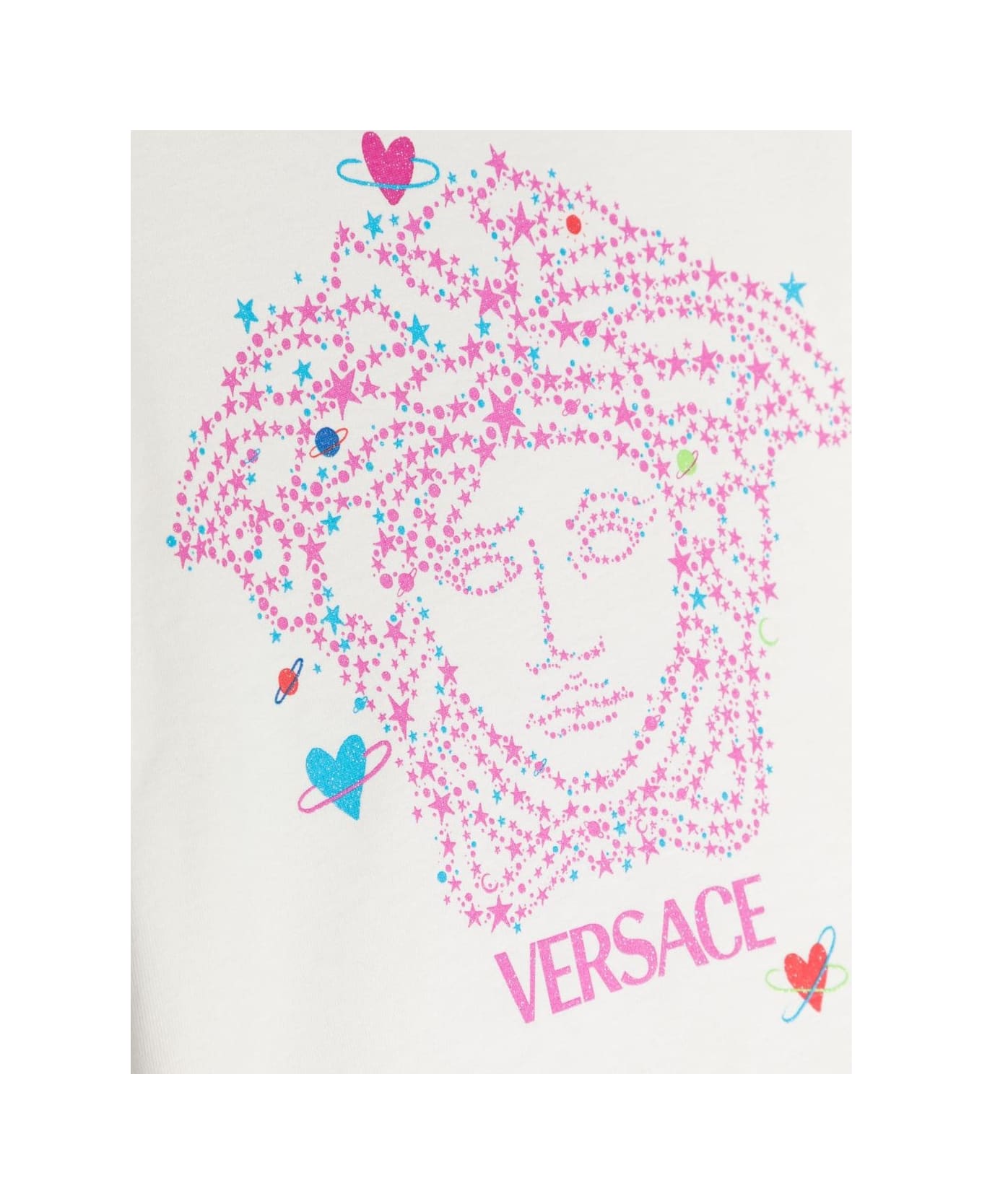 Versace T-shirt Bianca In Jersey Di Cotone Bambina - Bianco
