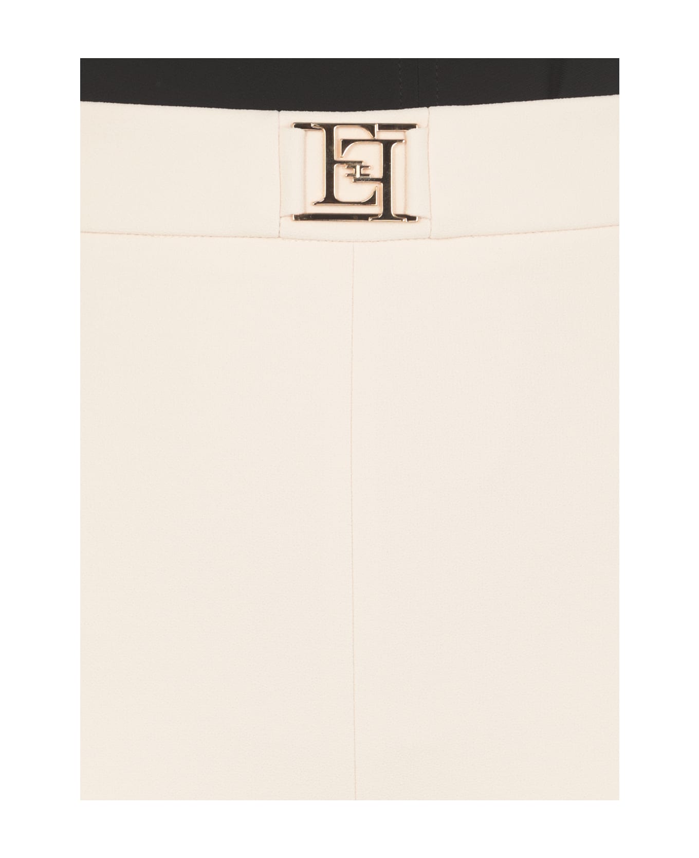 Elisabetta Franchi Straight Stretch Crepe Trousers - Ivory