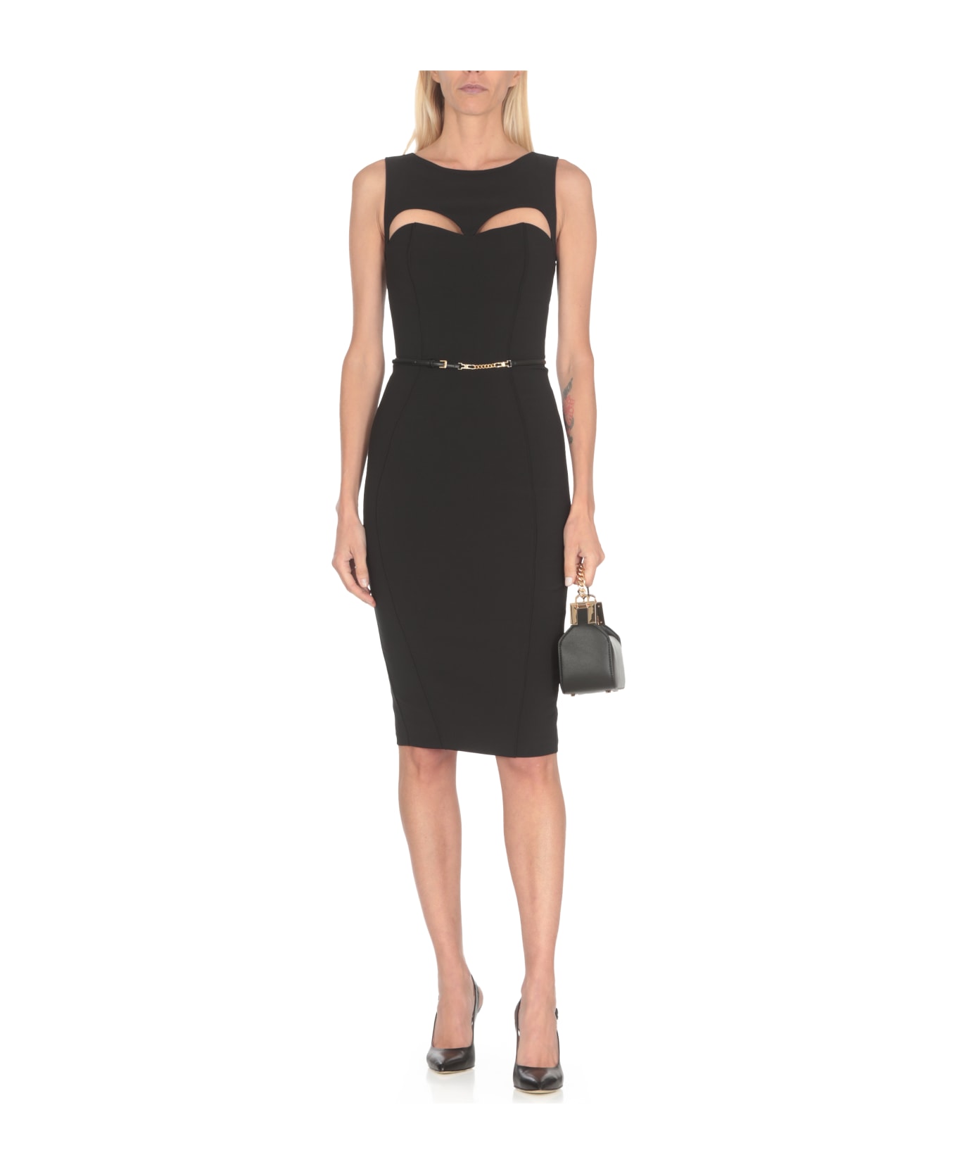 Elisabetta Franchi Dress With Cut Out Detail - Black ワンピース＆ドレス