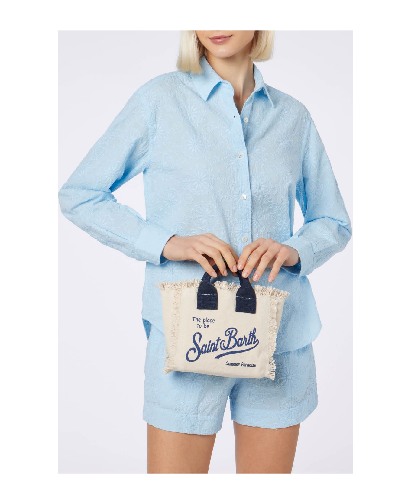 MC2 Saint Barth Natural Cotton Canvas Mini Vanity Bag - WHITE