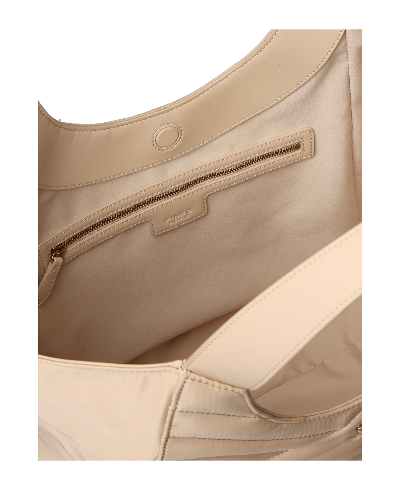 Pinko Puzzle Quilt Fabric Shopper Bag - Beige