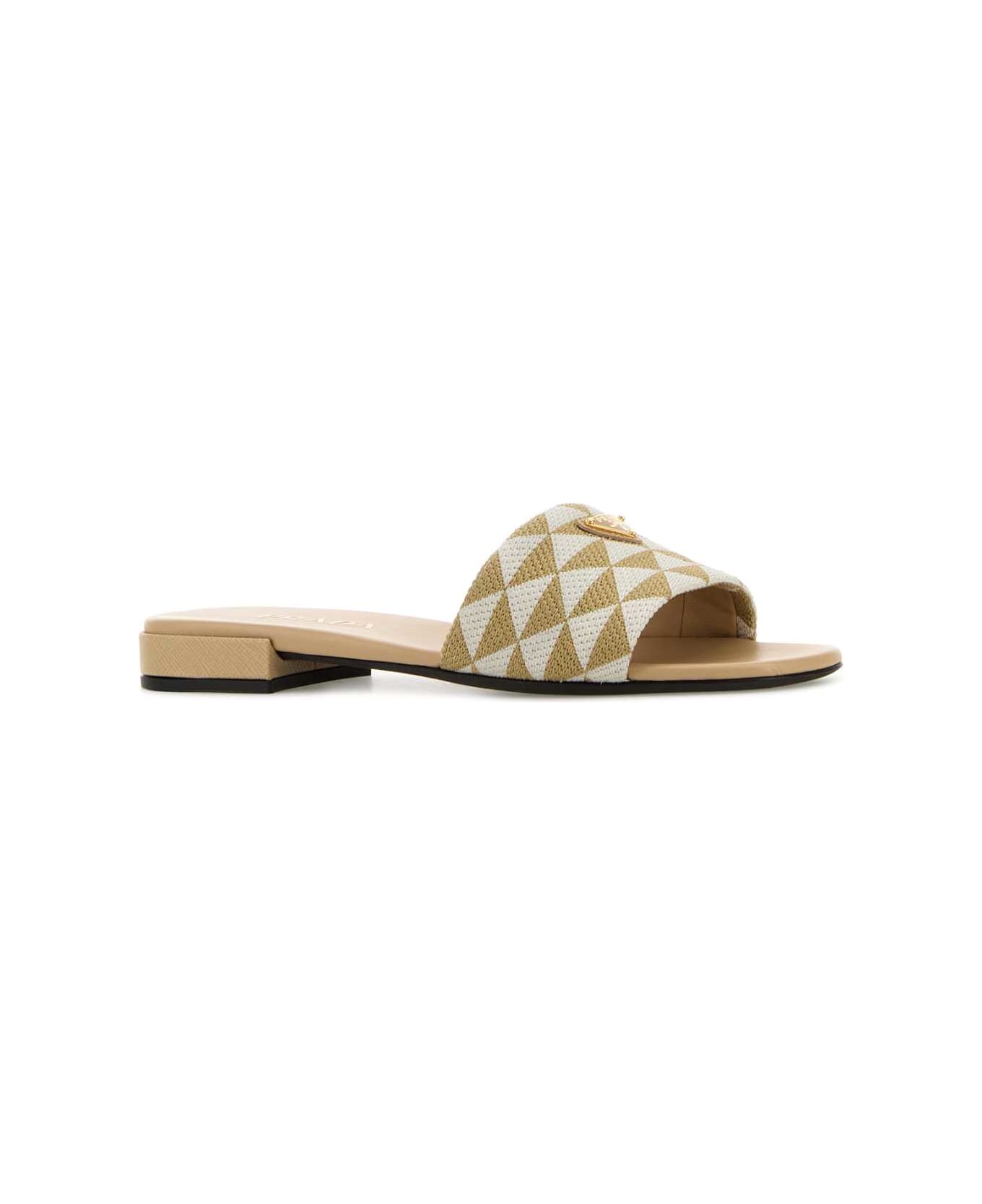 Prada Embroidered Fabric Slippers - CORDA+TALCO