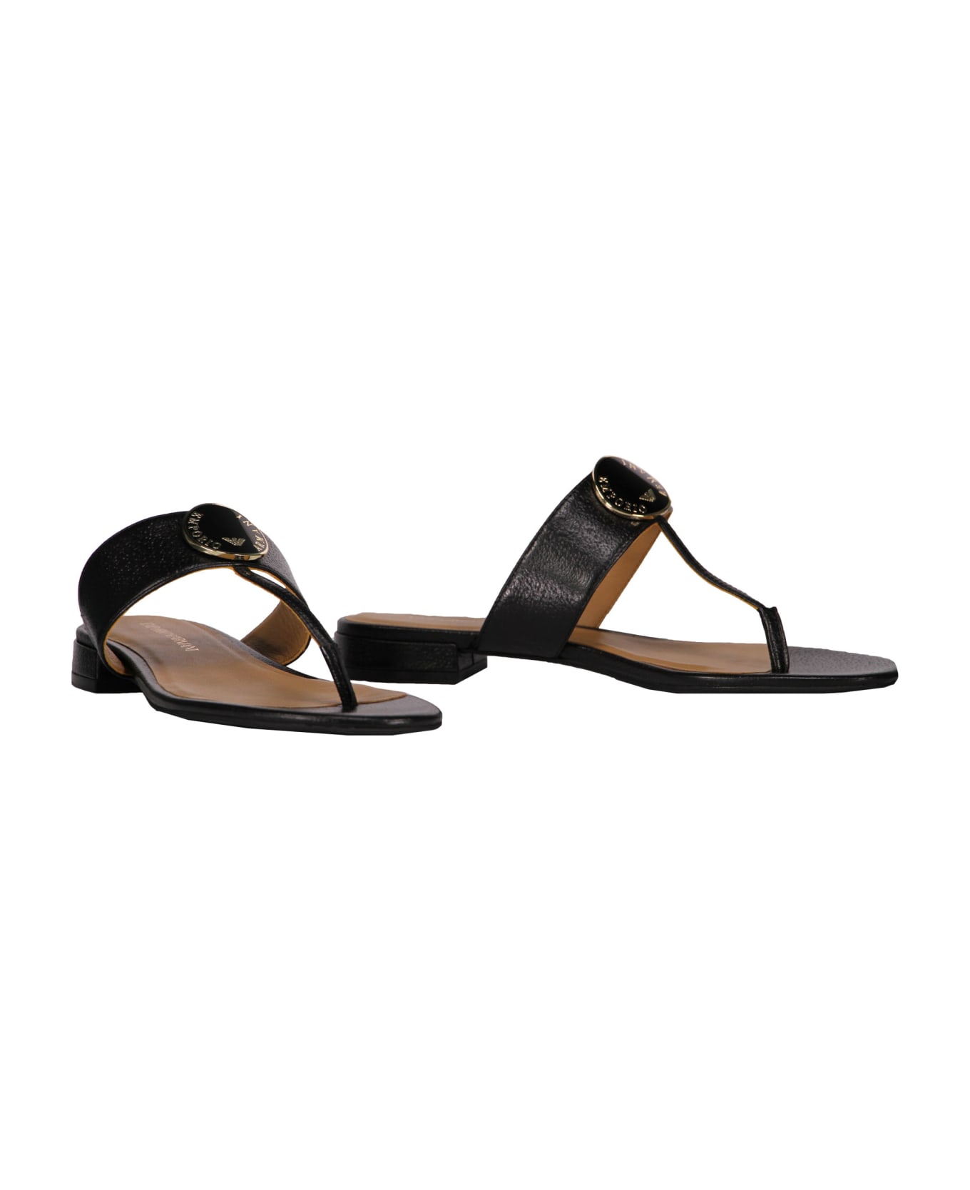 Emporio Armani Leather Thong-sandals - black サンダル