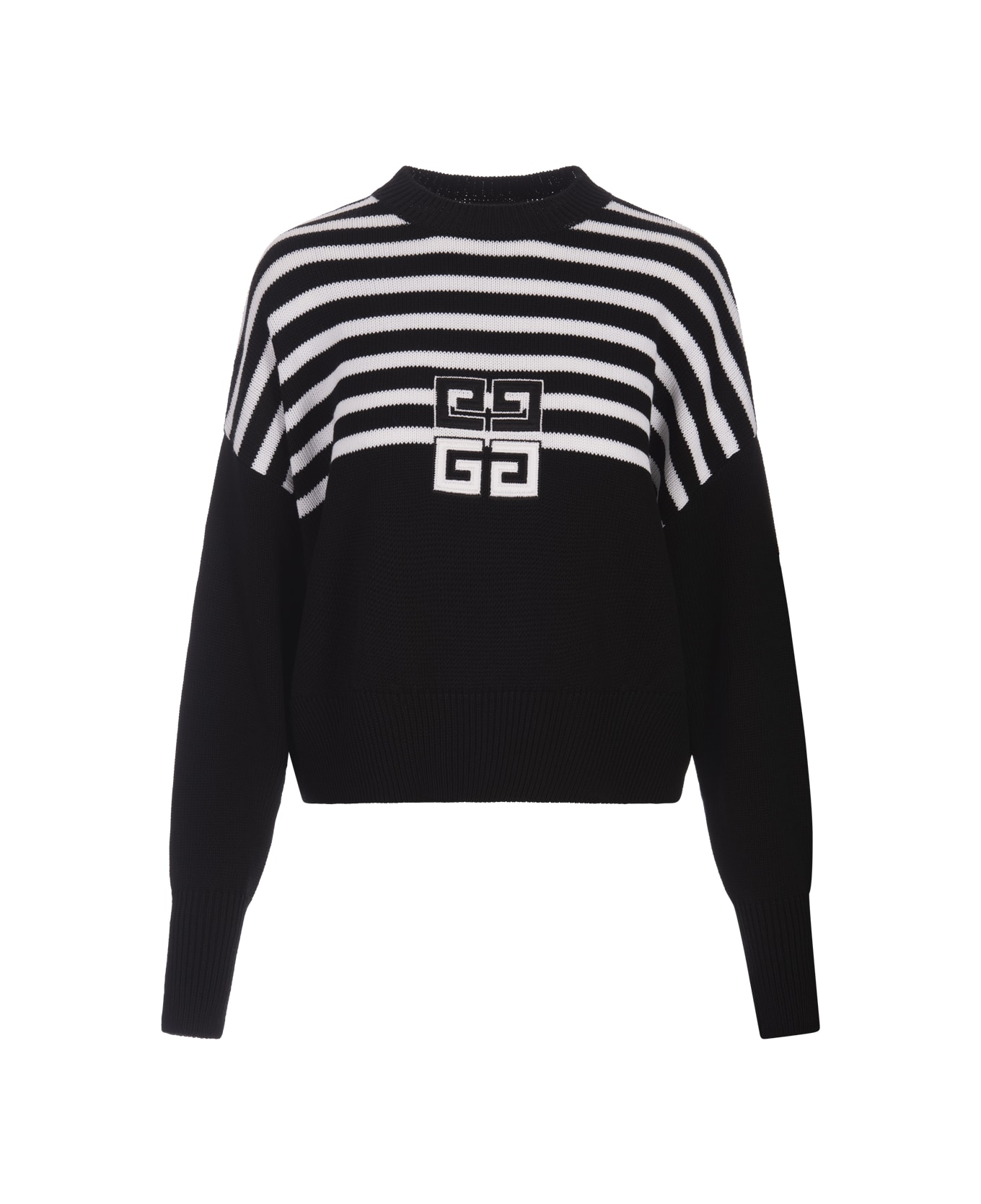 Givenchy 4g Short Striped Pullover In Black Cotton - Black