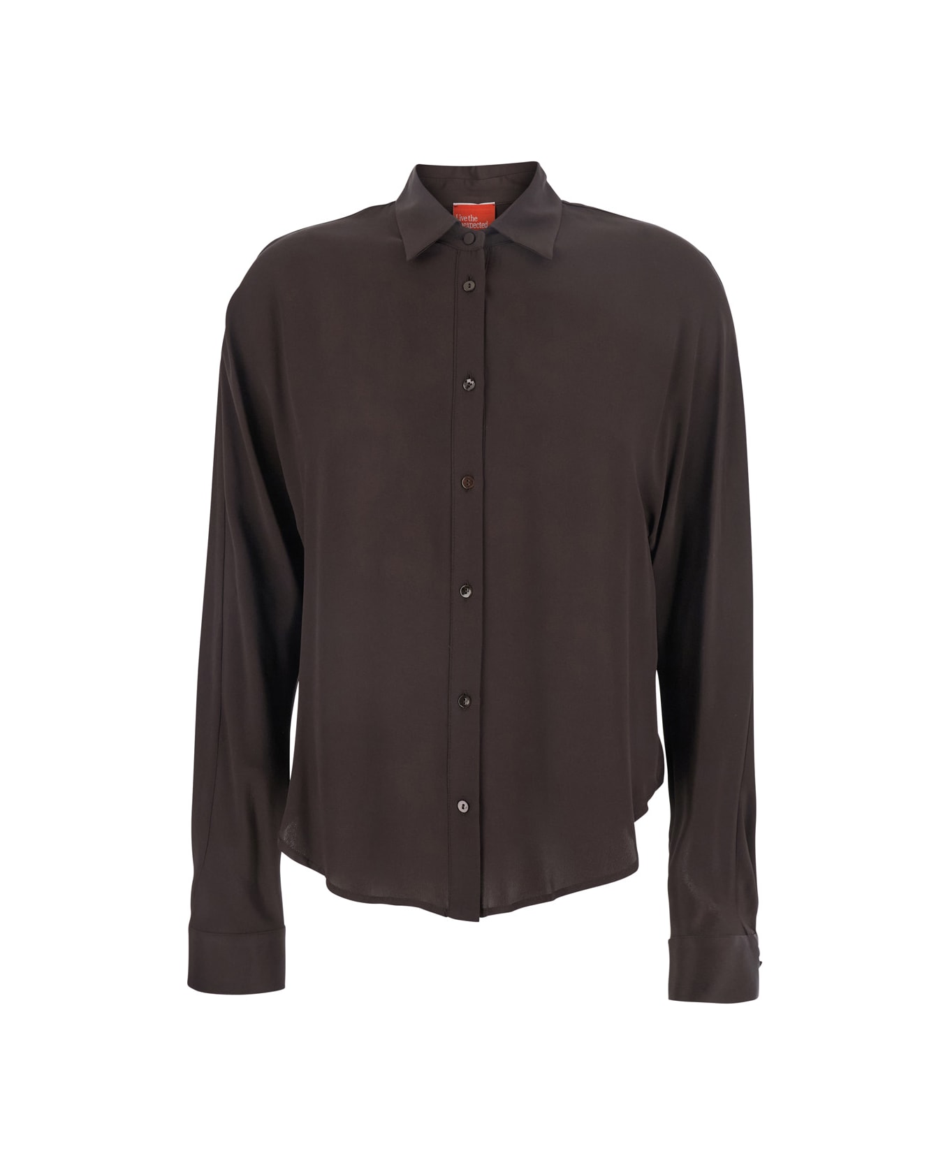 Merci Brown Shirt With Classic Collar In Fabric Woman - Brown
