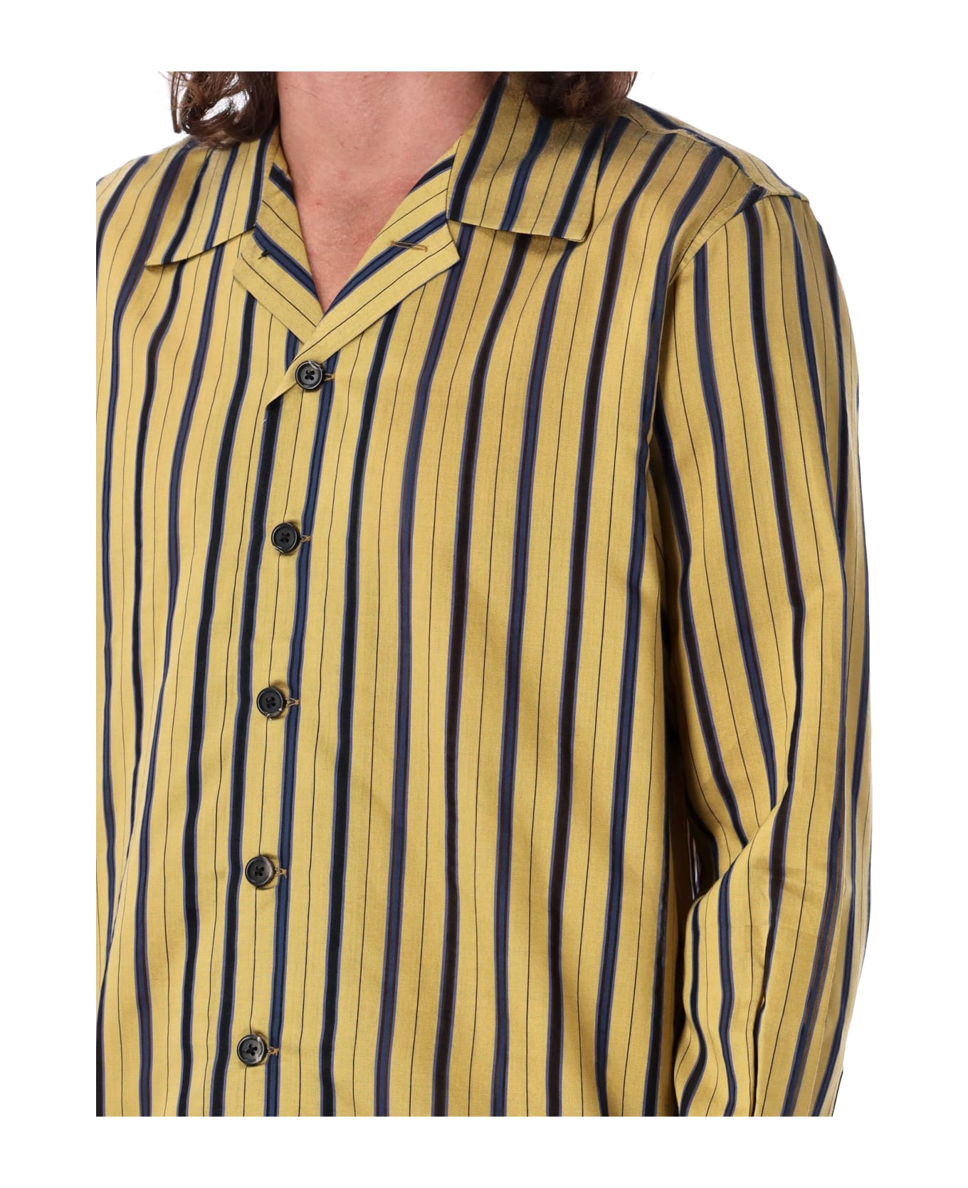 Bode Alumni Stripe Long Sleeve Shirt - YELLOW