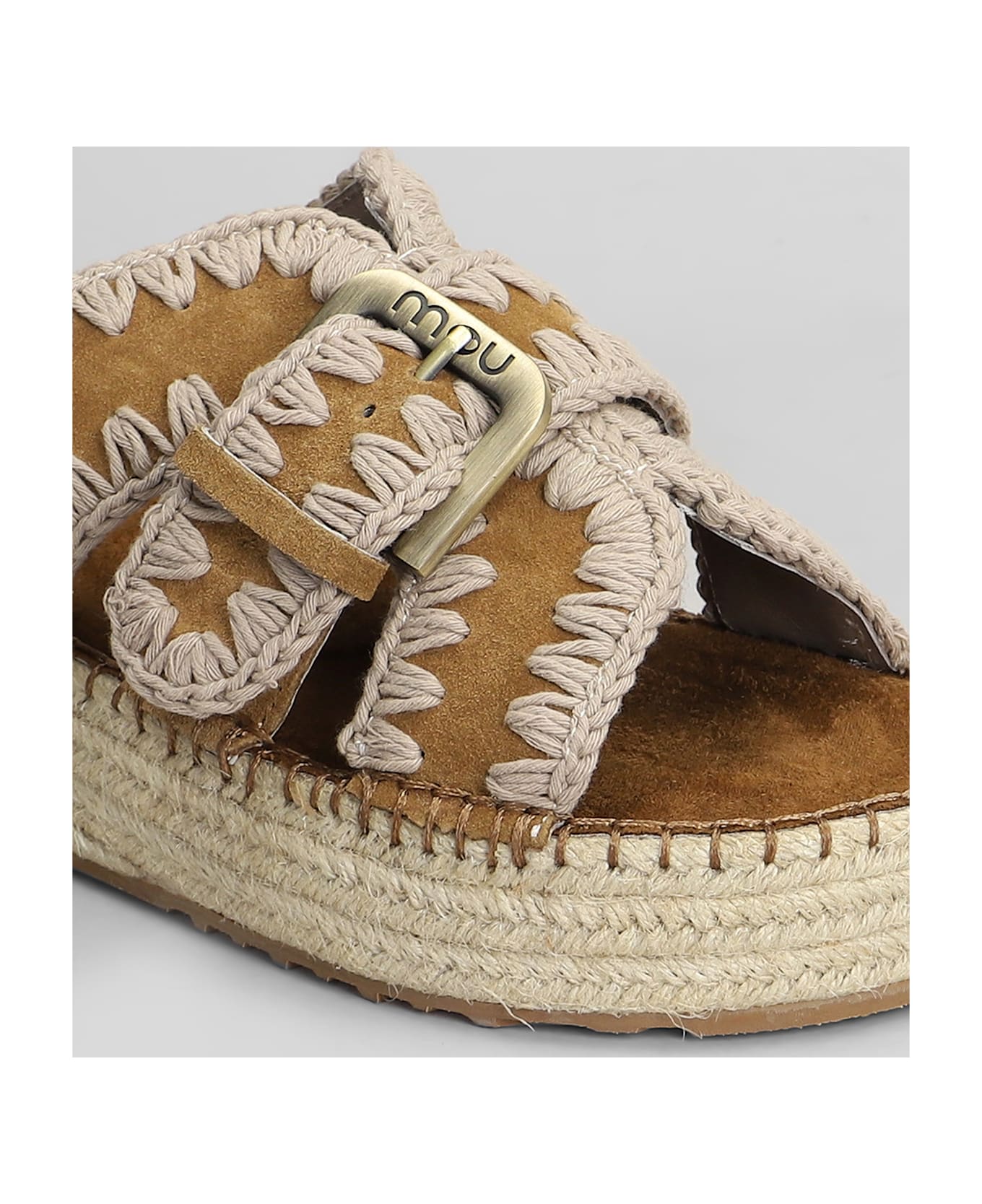 Mou Jute Sandal Sandals In Leather Color Suede - leather color