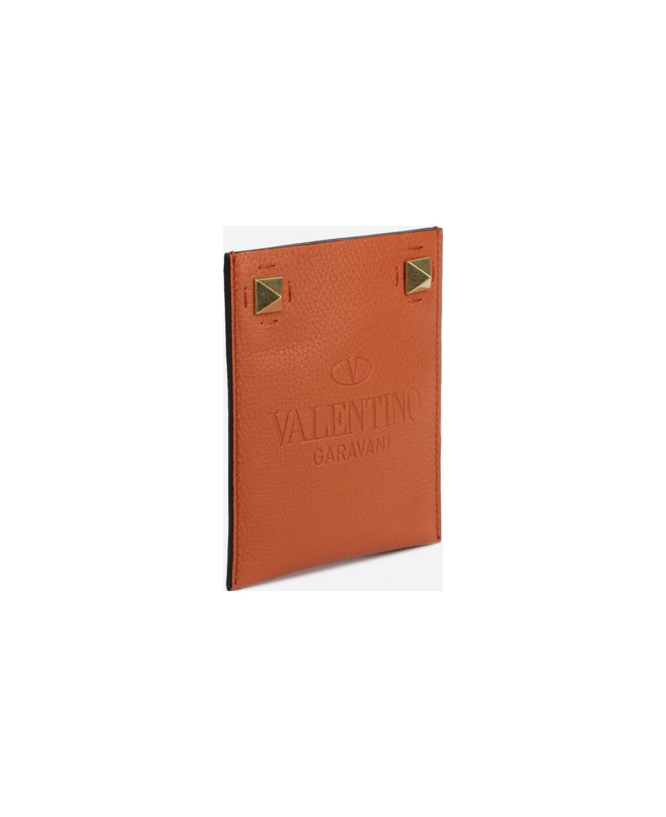 Valentino Garavani Mobile Phone Holder In Calfskin With Maxi Studs - Arancio