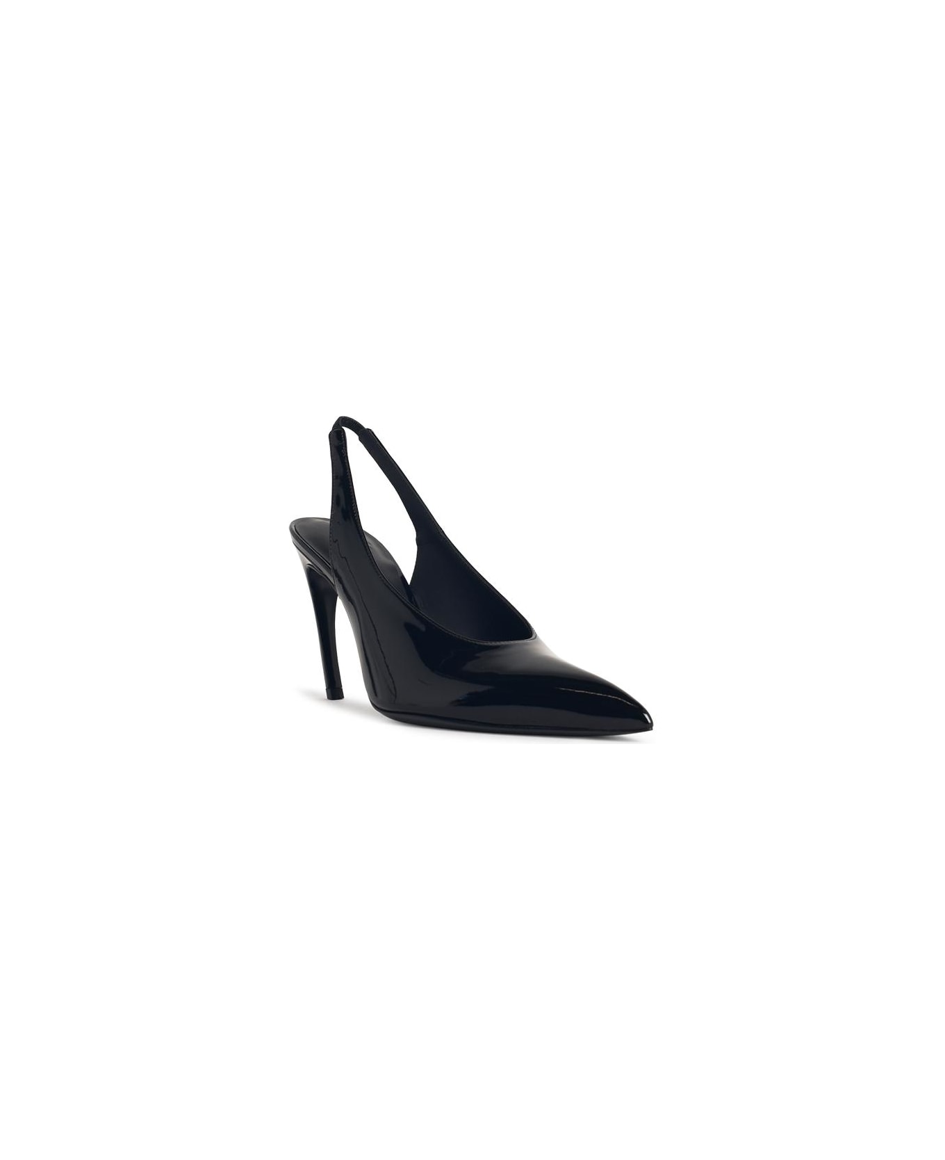 The Attico Slingback 
viper
 In Black Synthetic Paint - Black