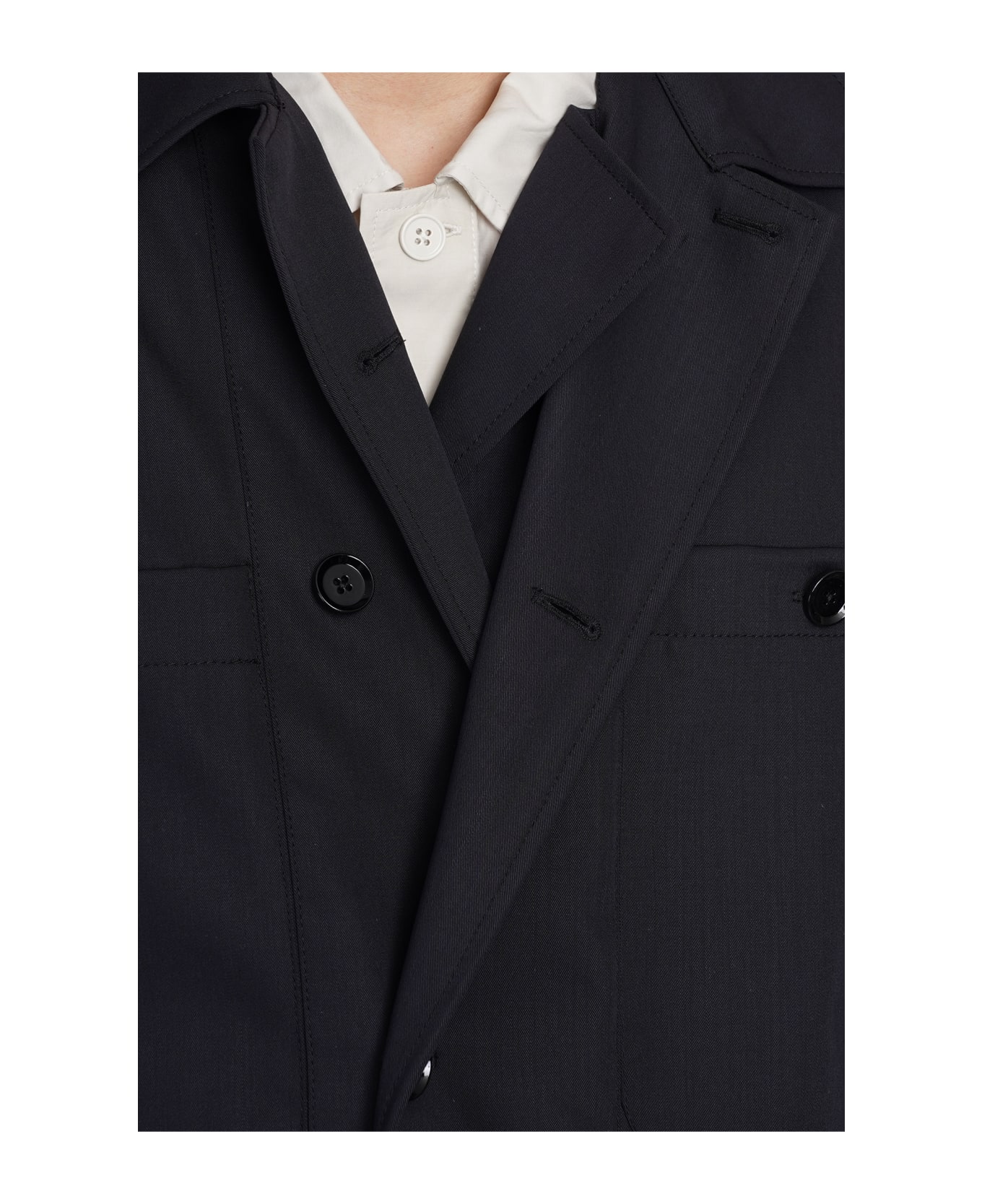 Lemaire Lon Sleeved Buttoned Shirt Jacket - Black