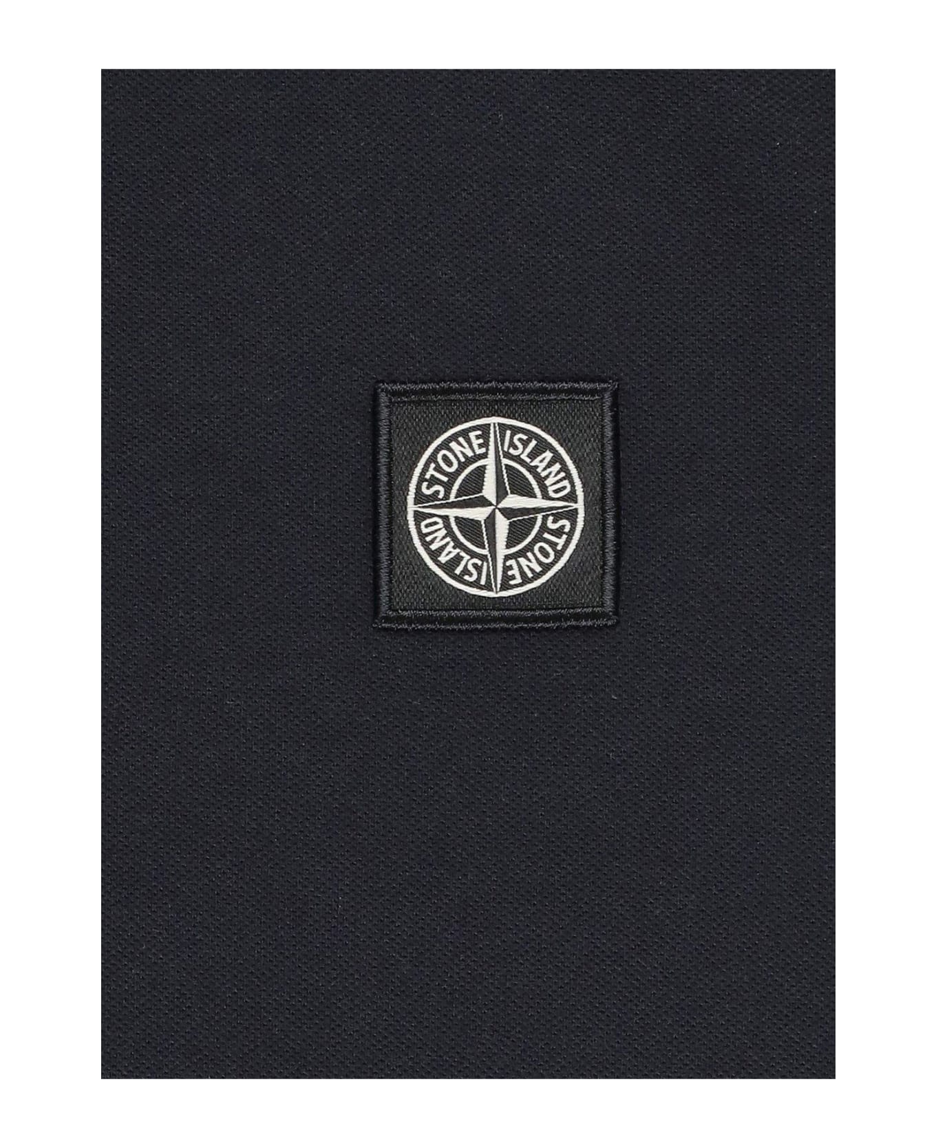 Stone Island Junior Compass Patch Short-sleeved Polo Shirt - Blu