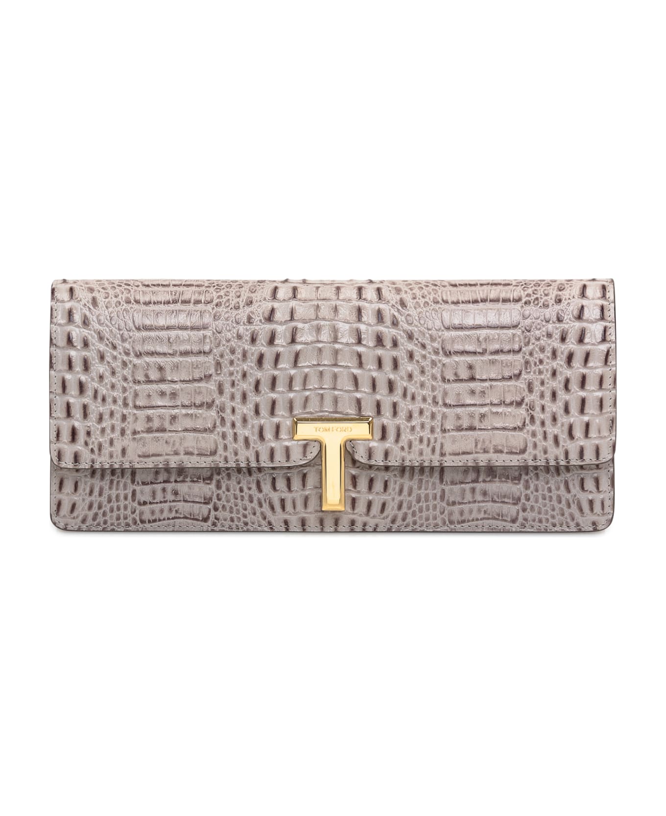 Tom Ford Crocodile Evening Clutch - PEARL GREY