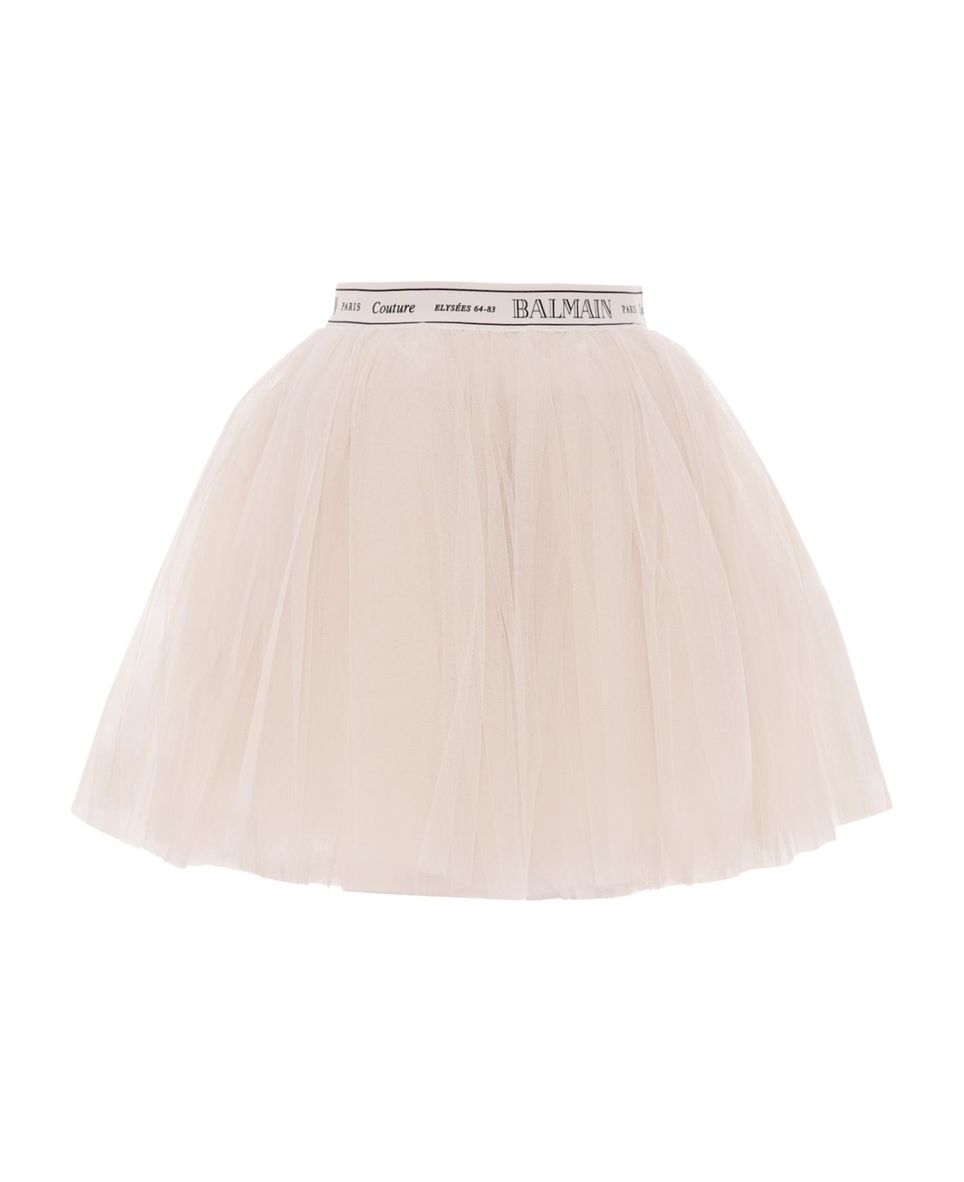 Balmain Beige Skirt For Girl With Logo - Beige