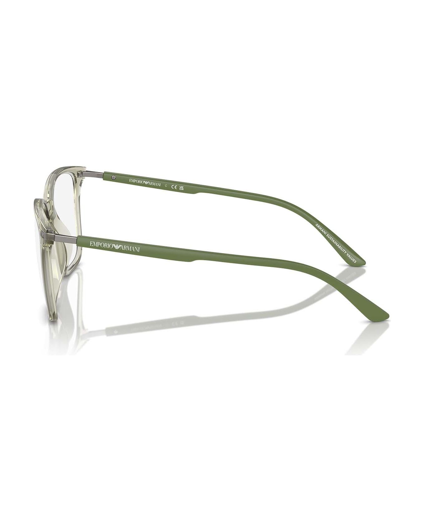 Emporio Armani Ea3242u Shiny Transparent Green Glasses - Shiny Transparent Green