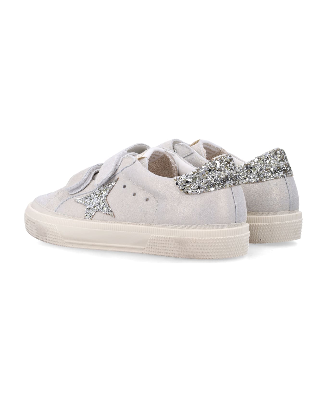 Golden Goose Kids May School Glitter Sneaker - PLATINUM